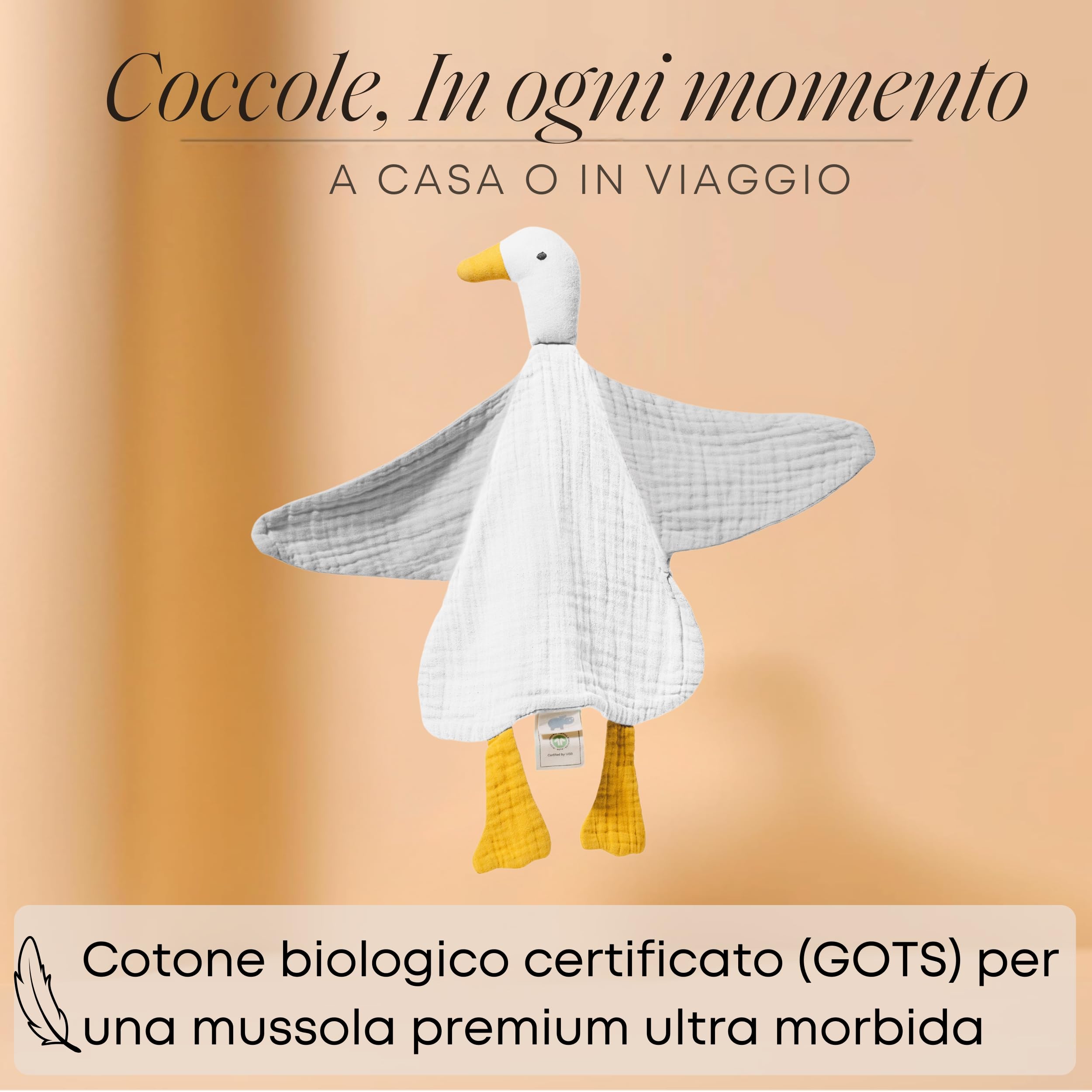 Oeko GOTS, panno morbido per neonati in puro cotone mussola, regalo per la nascita per ragazzi e ragazze, simpatico giocattolo per neonati