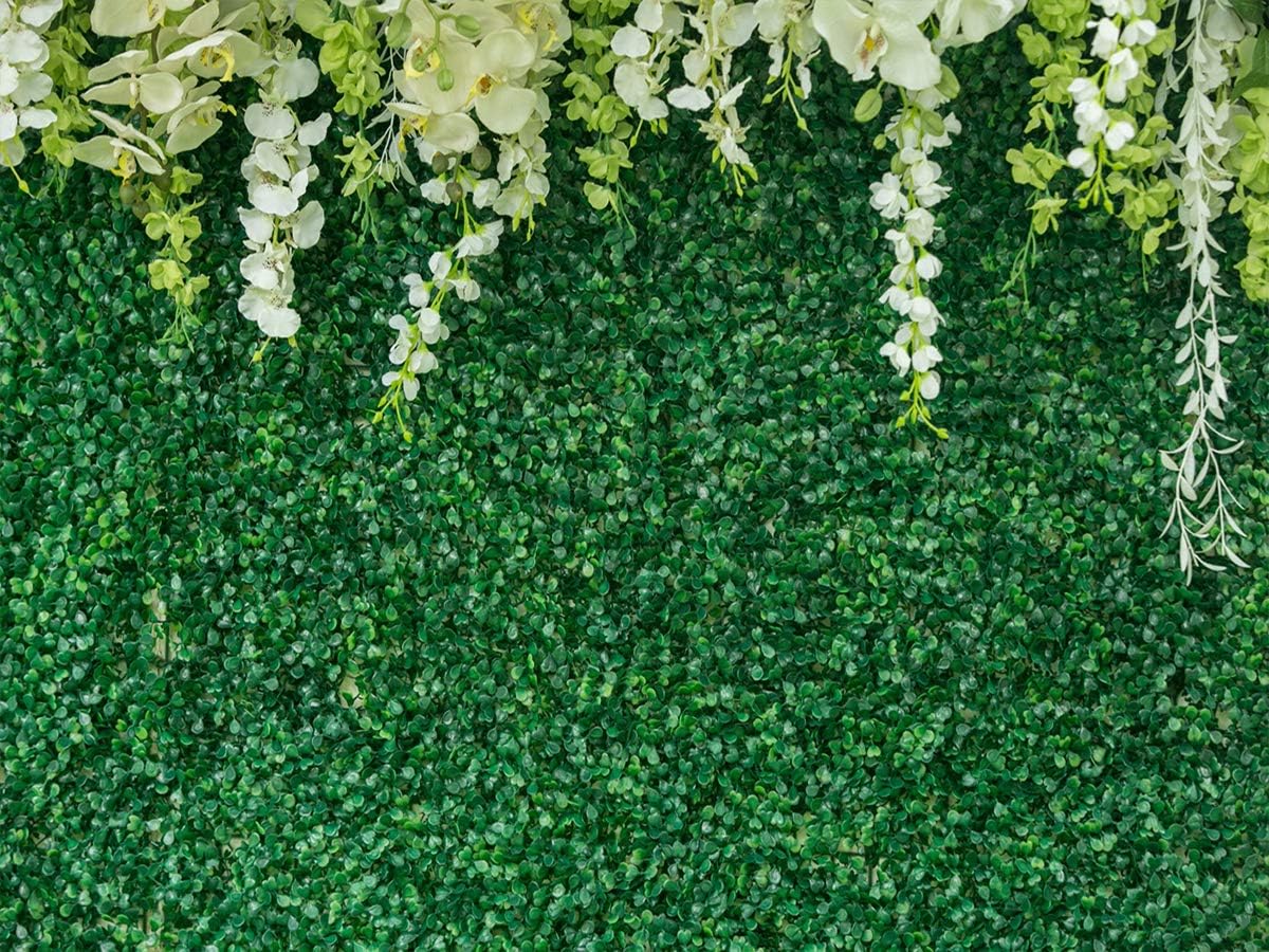 CHAIYA 7x5FT Greenery Backdrop with Flowers Green Leaf White Flower Photo Backdrops Bridal Shower for Wedding Reception Ceremony Birthday 027