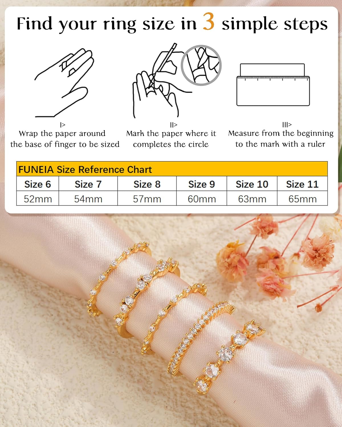 FUNEIA Stackable Silver Gold Rings for Women Non Tarnish 14K Gold Plated Thumb Cubic Zirconia Rings for Women Dainty Pinky Promise Wedding Ring Set Women's Engagement Eternity Band Rings Gold Jewelry - Image 5