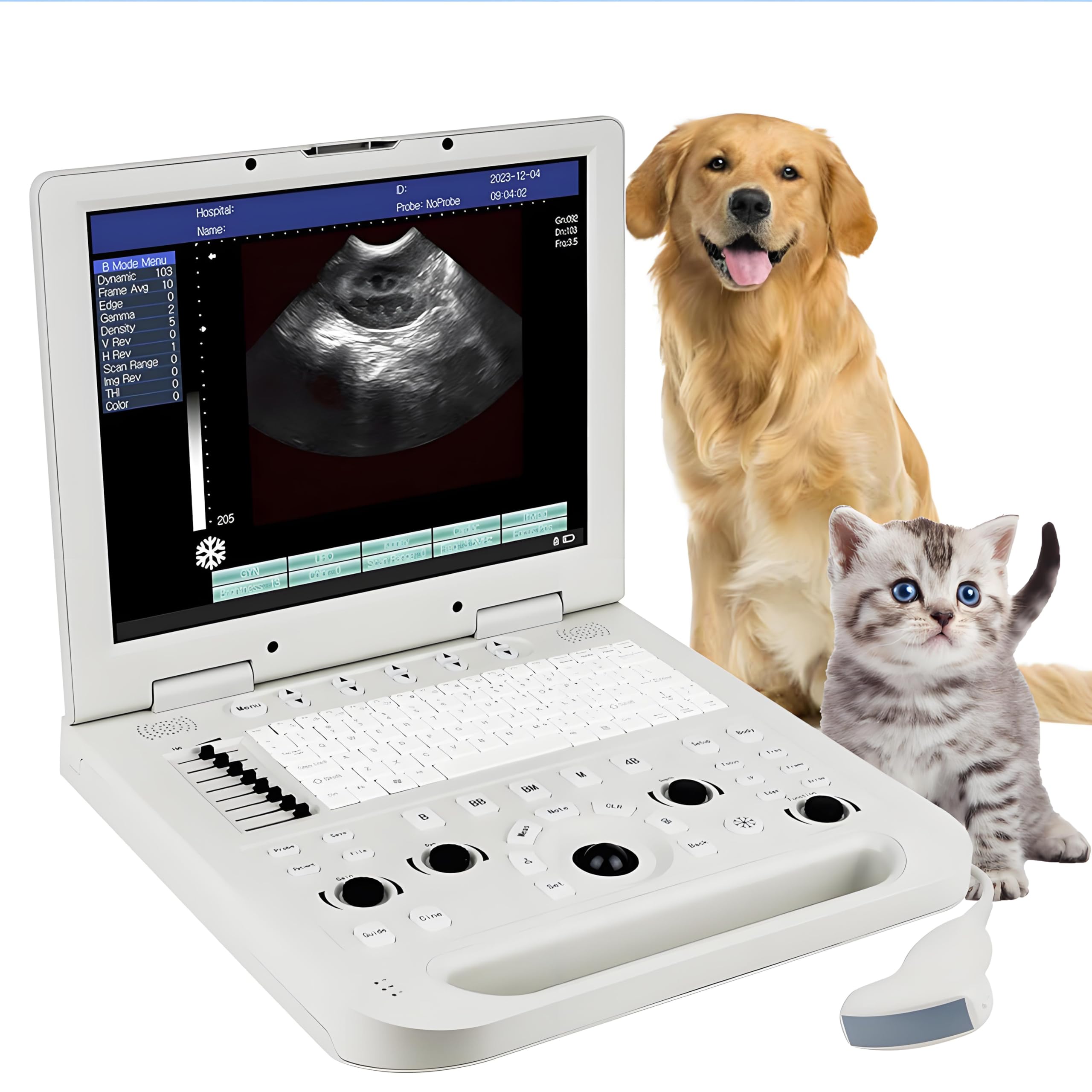 L'échographe vétérinaire portable N20 est équipé d'une sonde et convient à la détection des maladies et des grossesses chez divers animaux. (Sonde à réseau convexe de 3,5 MHz)