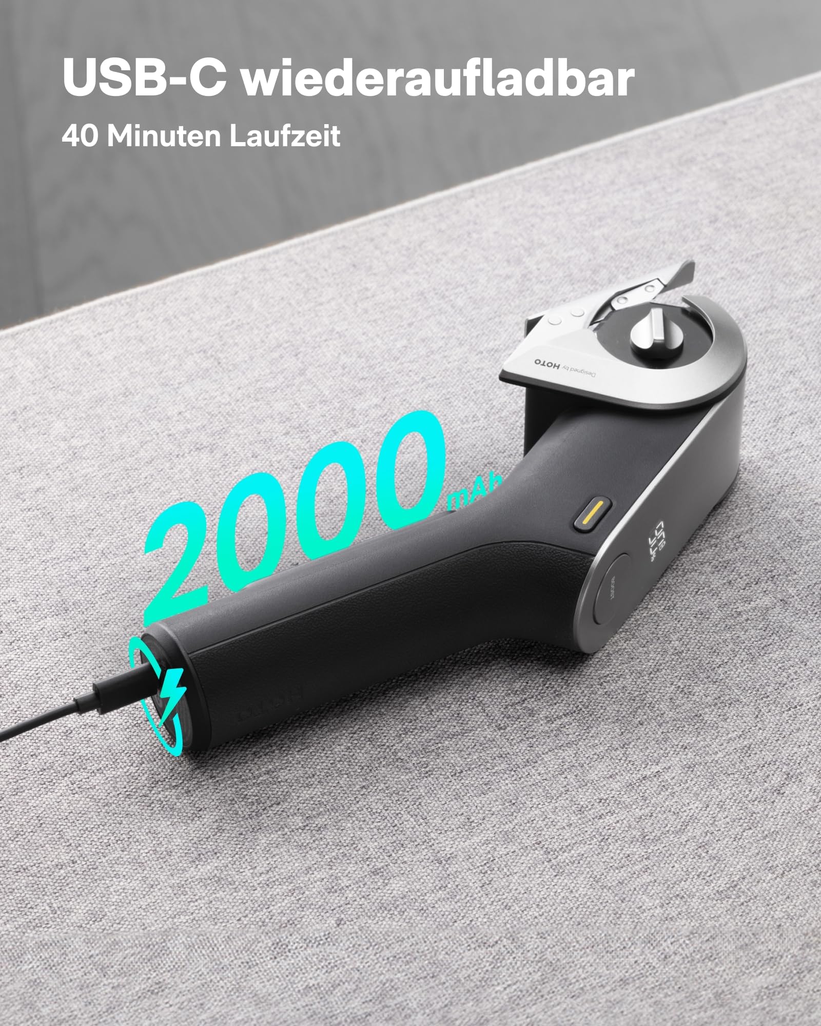 HOTO Kartonschneider Elektrisch mit Titanklinge & LED-Display, Selbstschleifend & Sicherheitsverriegelung Elektrischer Kartonschneider, EdgeFlow-Elektrische Schere für Karton, Teppich, Leder, Stoffe