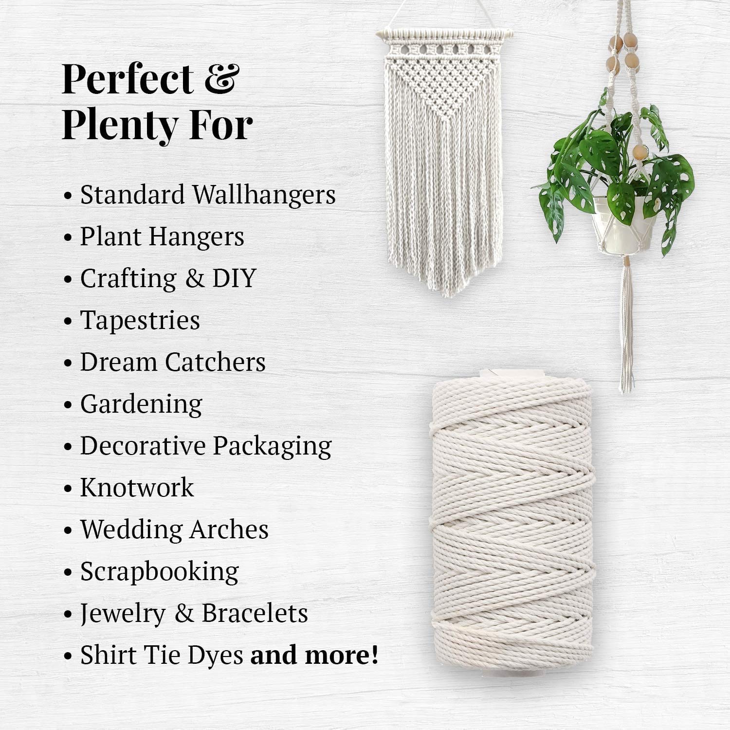 Corda Di Cotone Per Macramè | 60 Metri X 3 Mm | Bianco | Per Giardinaggio, Decorazioni E Fai-Da-Te - Foto 13