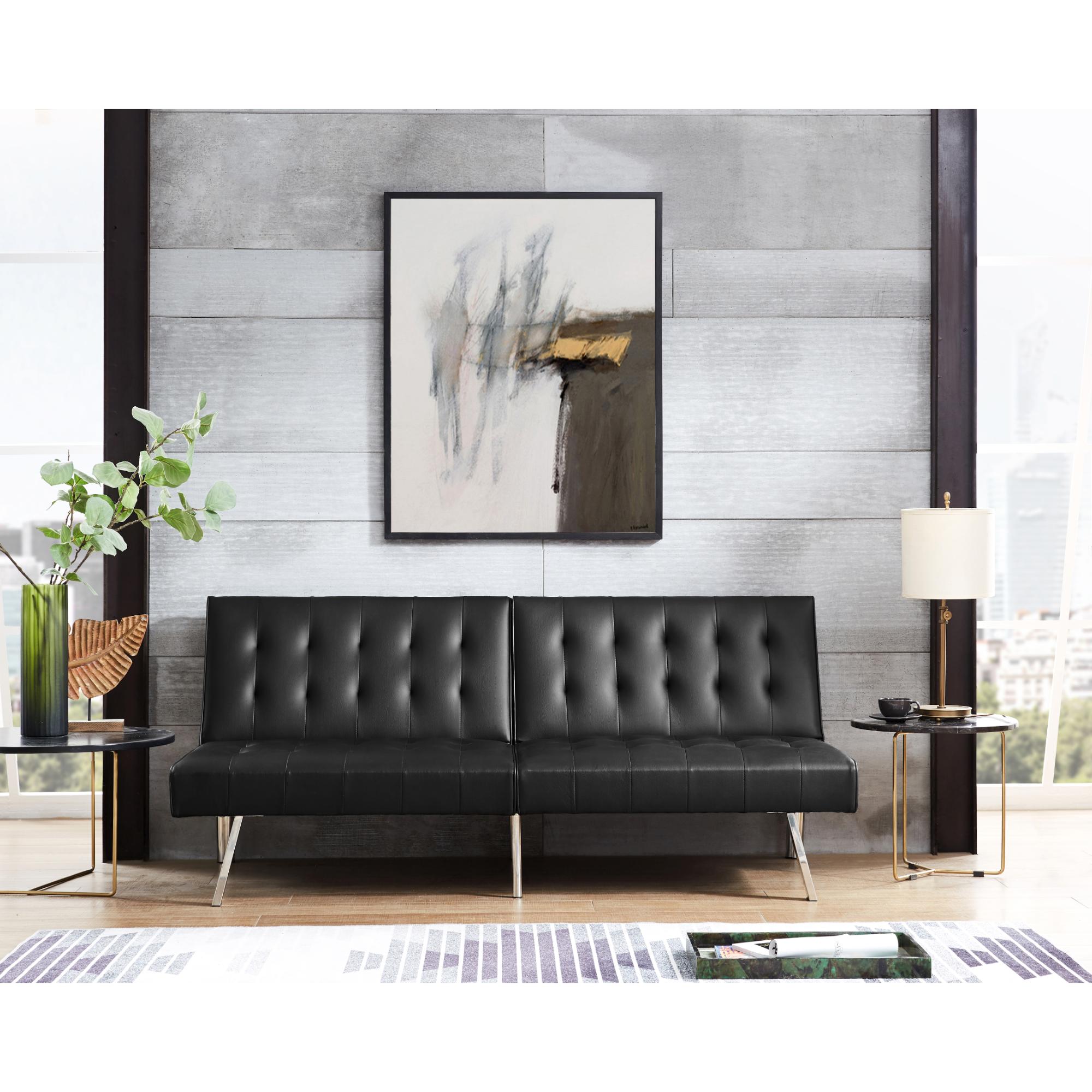 Amazon.com: Naomi Home Tufted Split Back Futon Sofa Black/Faux
