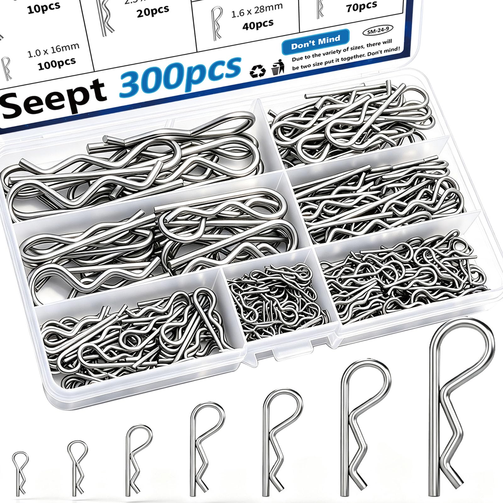 Clevis Pin Assortment Kit - 132 Stainless Steel Pins -9