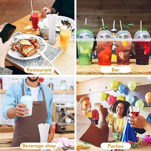 Vista 14 de Hoolerry 2000 popotes de plástico desechables envueltos individualmente, pajitas largas rectas, 0.24 pulgadas de ancho, para bebidas calientes