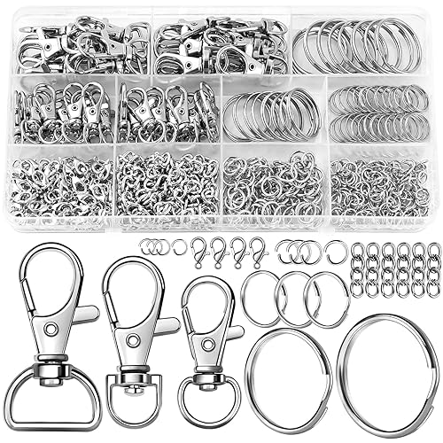 JOISHOP 275pcs Keyring Clip with Key Rings, Metal Lanyard Keychain Clip Hooks Swivel Lobster Clasp Keyring with Split Key Ring Hoop for Keys Bags Jewellery Making Hanging Crafts - 275