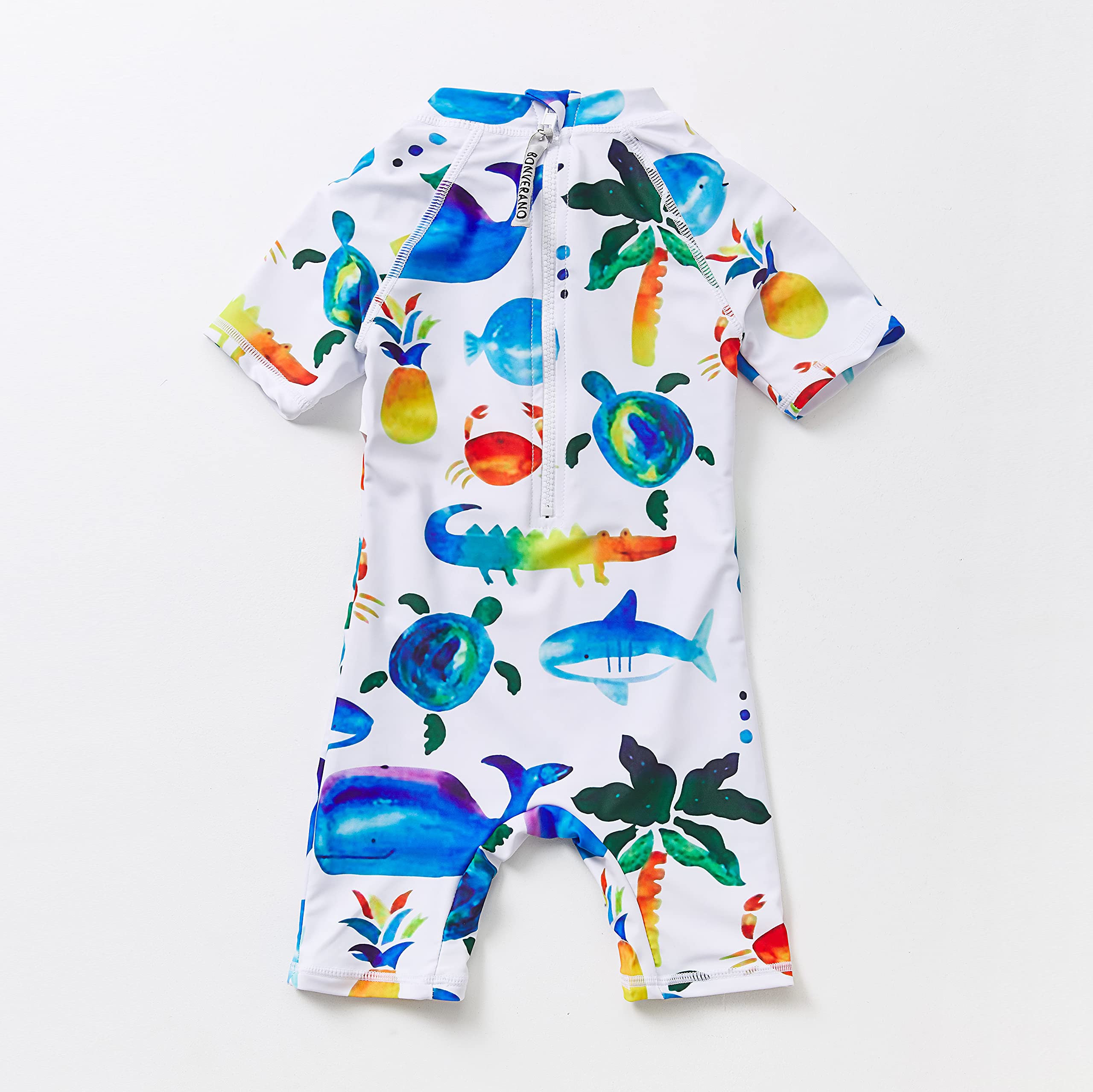 BONVERANO Baby Junge EIN stück Kurzärmel-Kleidung UV-Schutz 50+ Badeanzug MIT Einem Reißverschluss