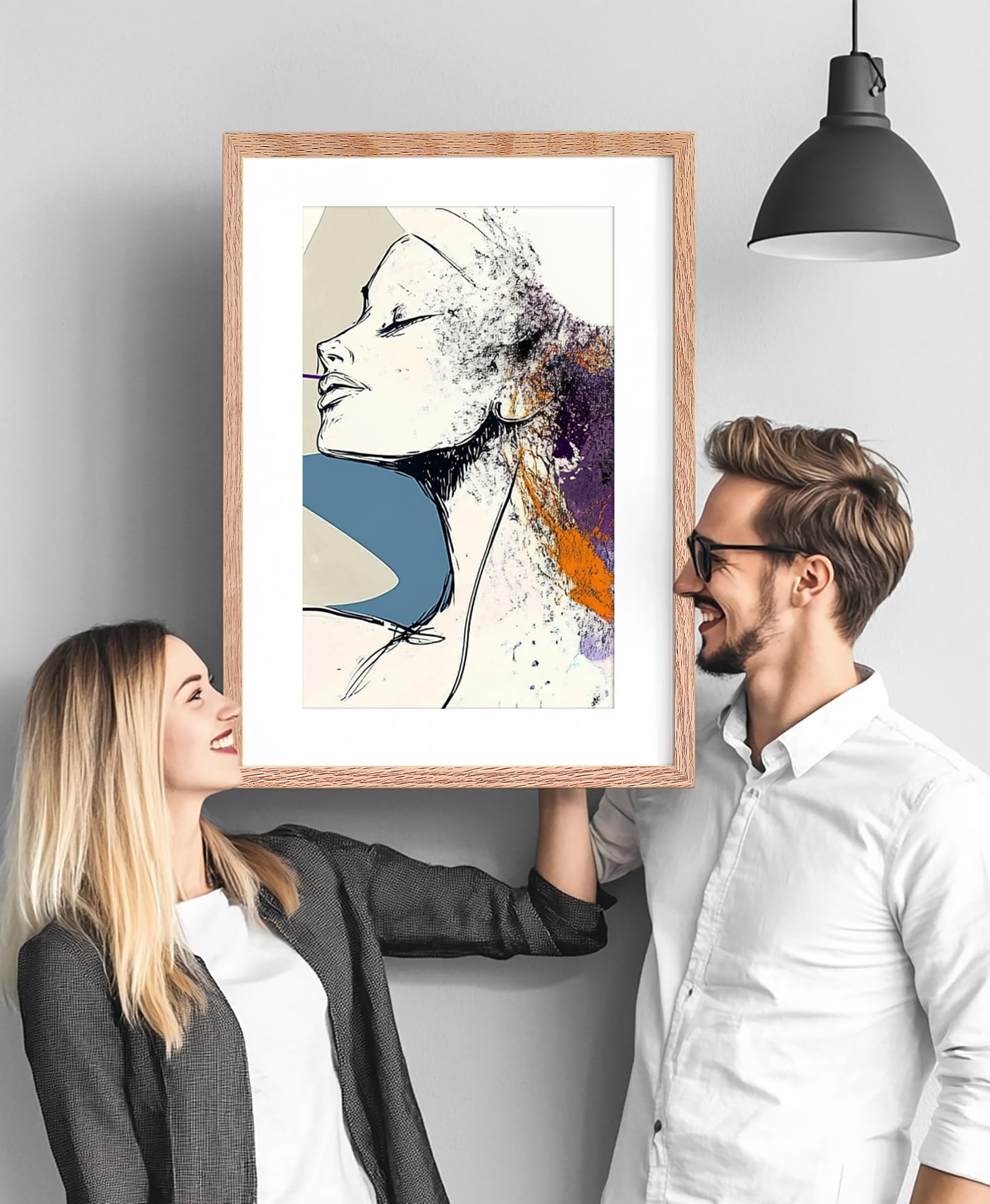 HIMEETIME® 1x Marco de Fotos - A2 42x59.4 cm,Madera de Roble | Passepartout 30x42cm | Marco 42x60 Grande para Diplomas - Solo para Montaje en Pared