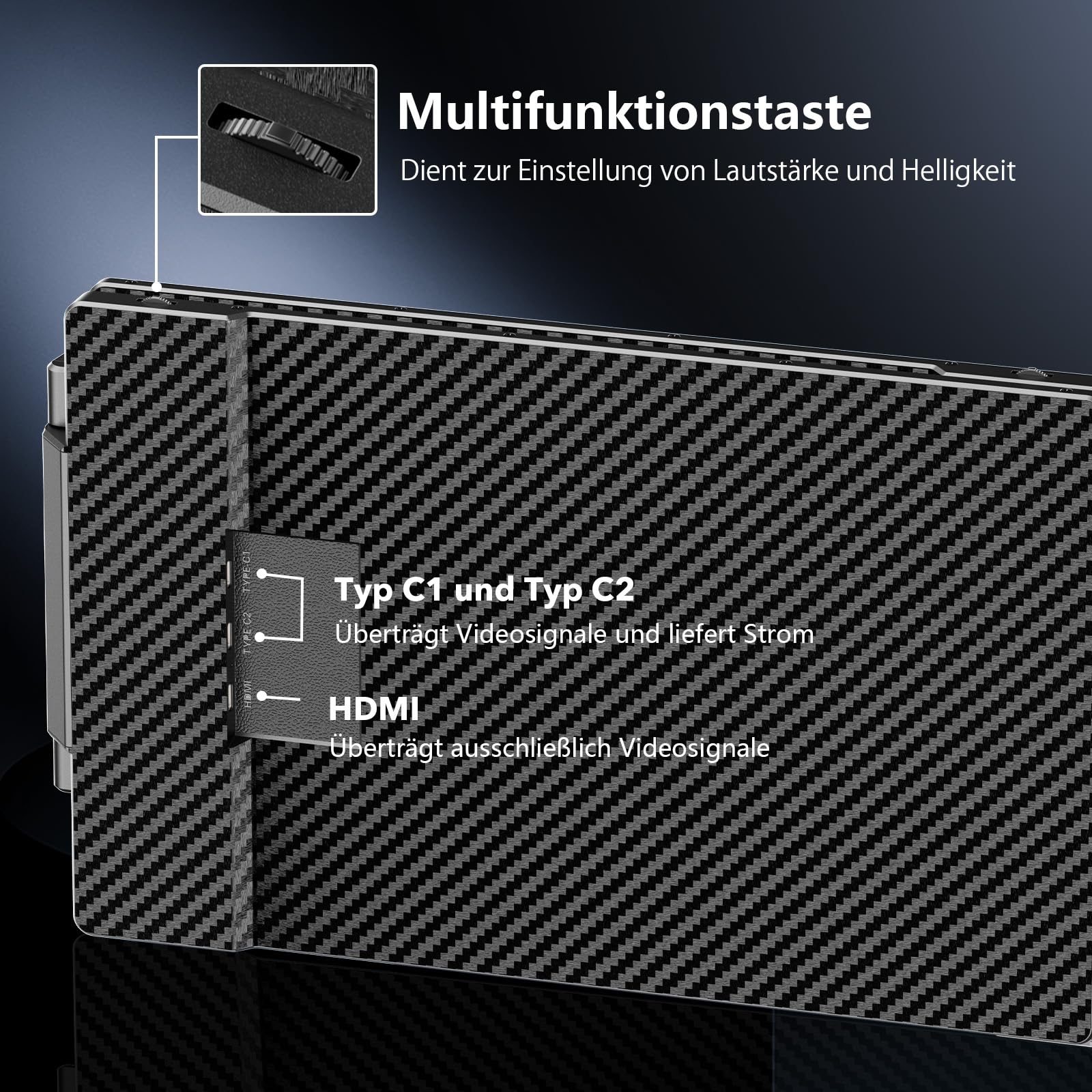 14-Zoll Laptop Bildschirm Erweiterung, 1080P FHD Portable Monitor Laptop | Laptop Monitor Erweiterung mit Lautsprechern, Triple Tragbarer Monitor Plug & Play für Mac, Windows, Android