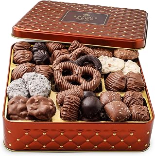 Bonnie & Pop Chocolate Gift Basket - Gourmet Assorted Milk, Dark & White Chocolates Tin, Holiday, Valentine's, Corporate & Sympathy Gifts
