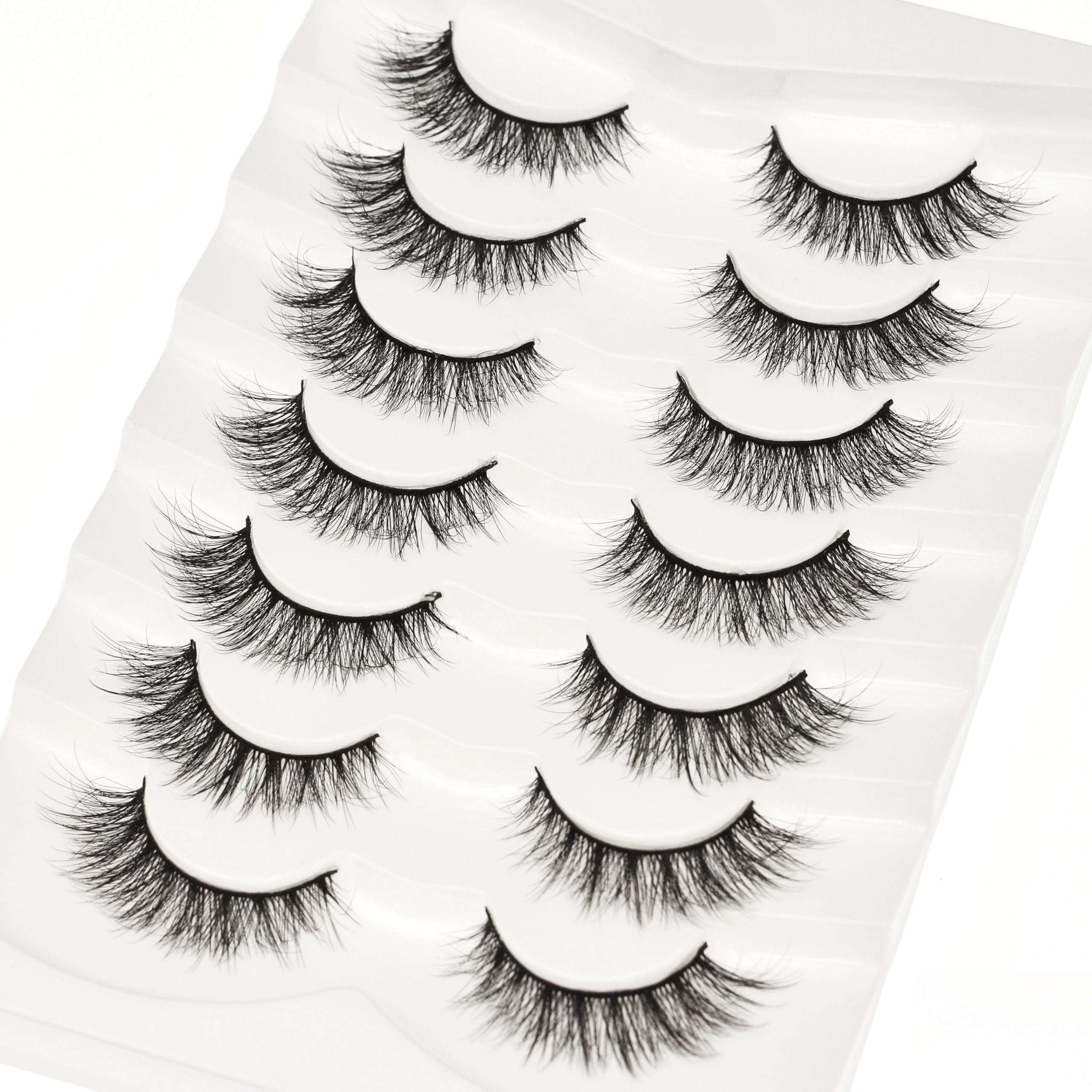 Vivis Lashes False Natural Eyelashes 7 Pairs 3D Faux Mink False Eyelashes Fluffy Cross Fake Eye Black Soft FL03