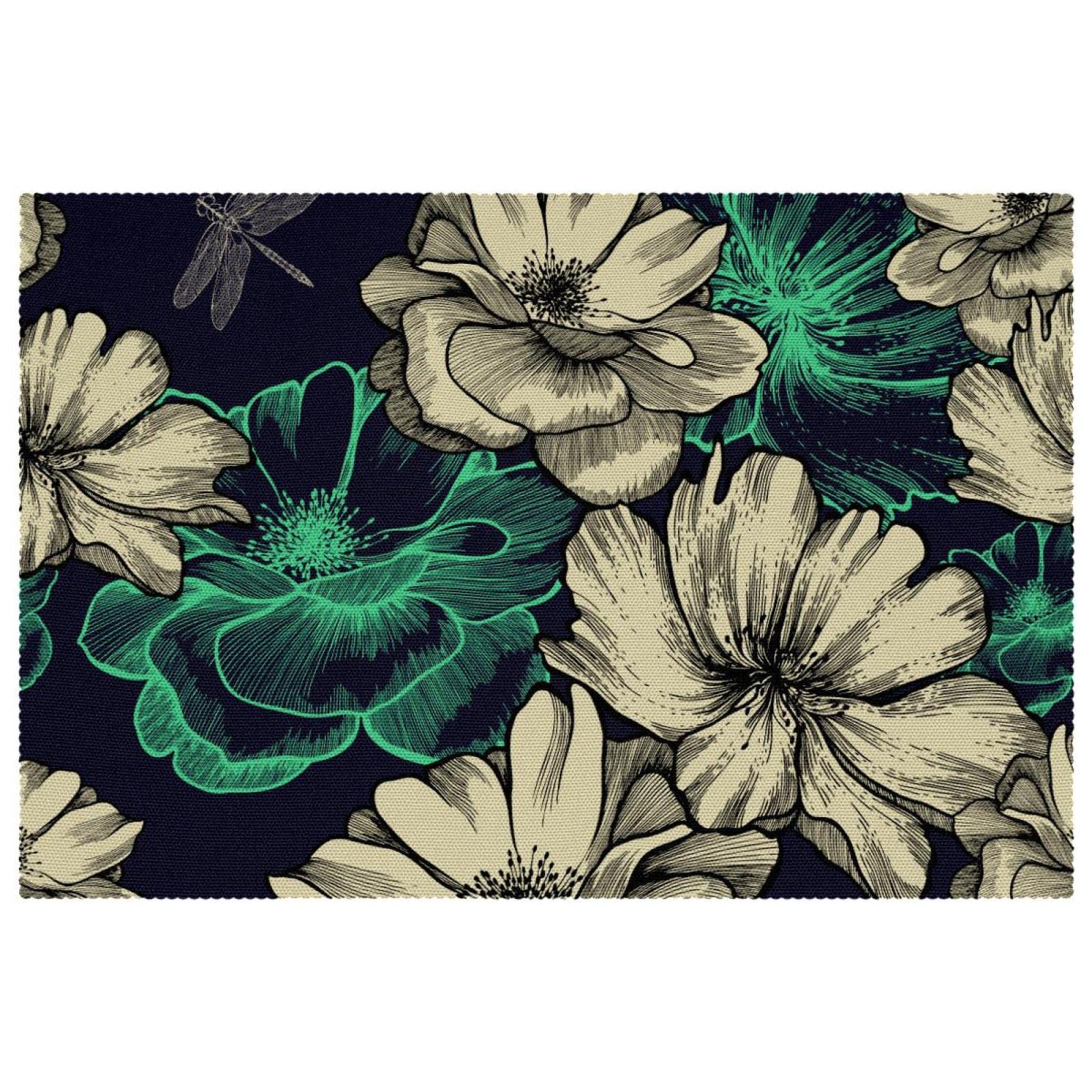 Sets de table antidérapants et résistants à la chaleur en forme de fleurs chinoises
