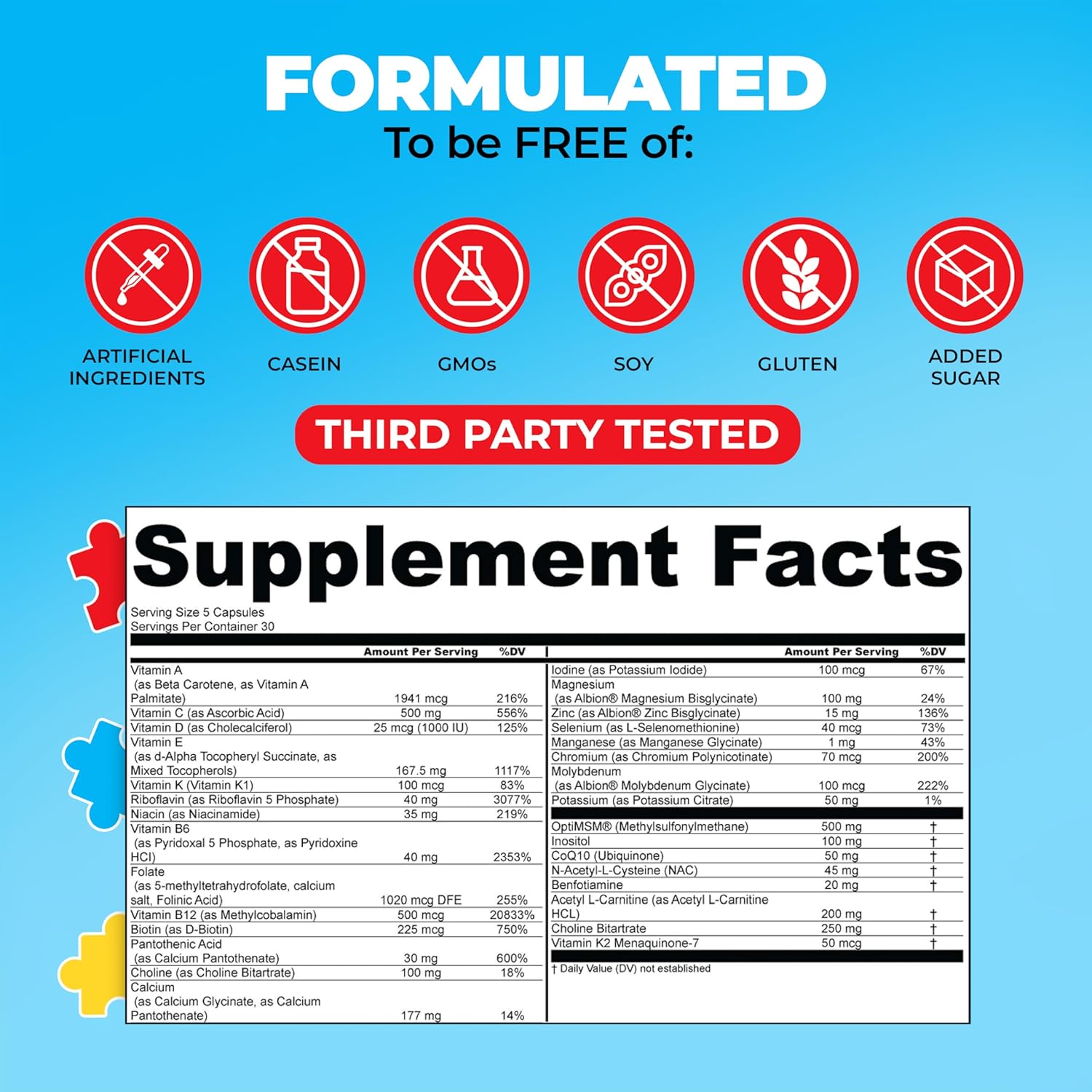 My Spectrum Heroes Children's Multivitamin Supplement - Acetyl-l-carnitine, Choline, Coenzyme Q10, Inositol, MSM, MTHF, NAC for Daily Nutritional Help and Cognitive Health (150 Capsules)