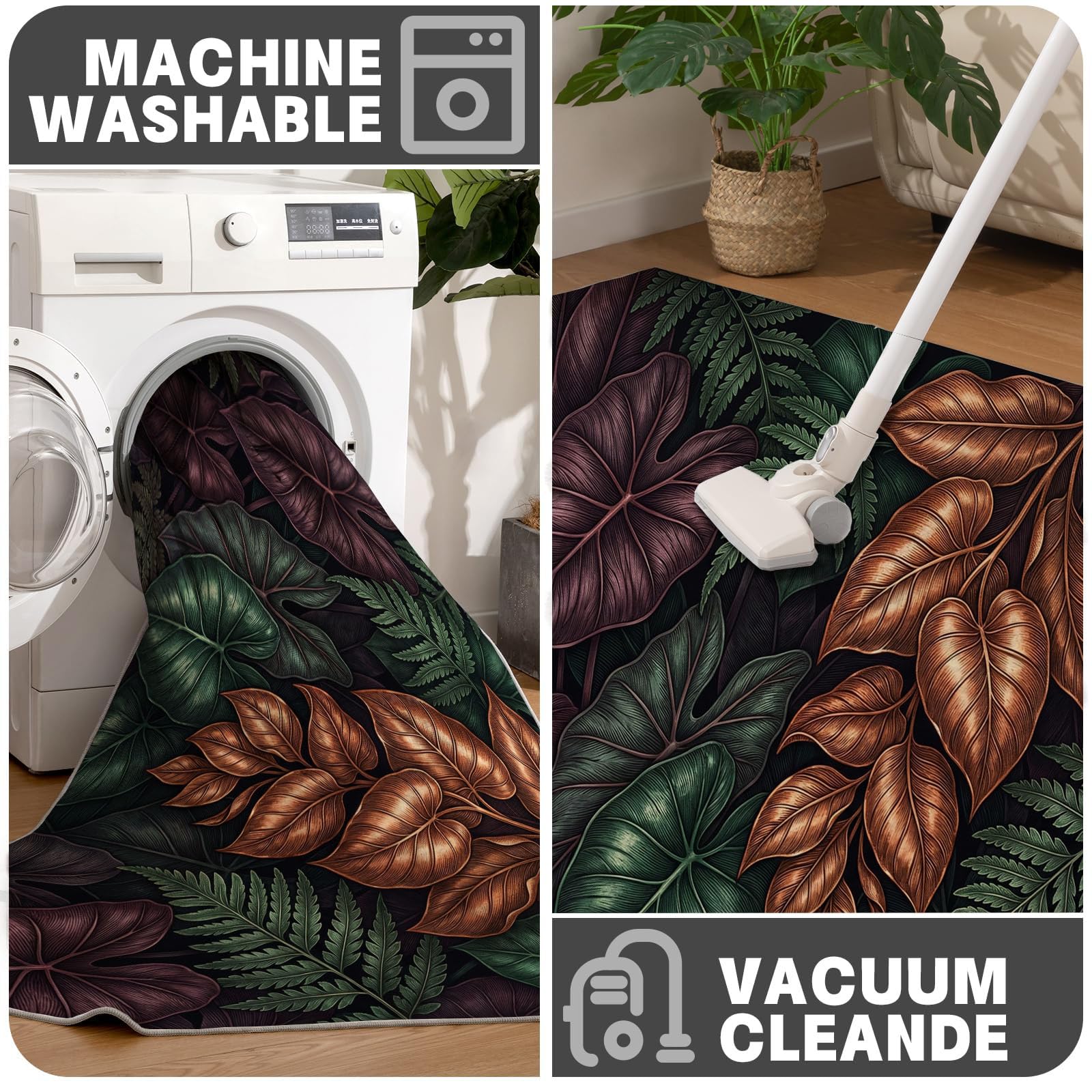 Tapis Rond Chambre Rétro Botanique 180 cm