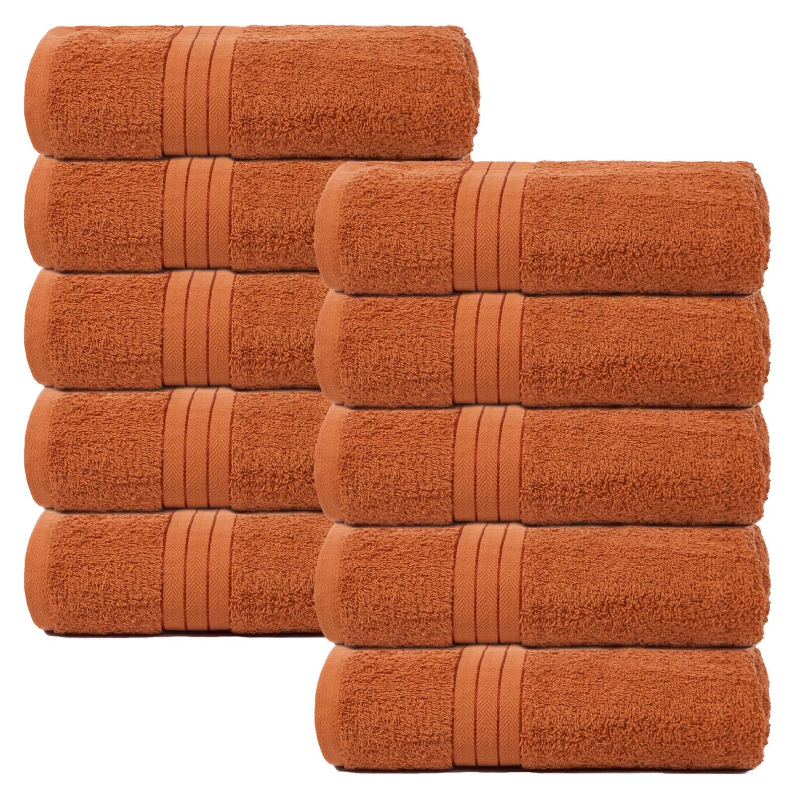 Brentfords Burnt Orange Bath Towel Super Soft 100% Cotton Towels For Bathroom Showers Highly Absorbent Large Bath Towels Luxury Quality Towel Pack, 10 Piece