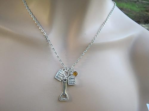 Miniatura 2 de Personalized Bartender Necklace, Bar Jewelry, Designer Birthstone Necklace, CHOOSE Your Charm, Alcohol, Pub Gift