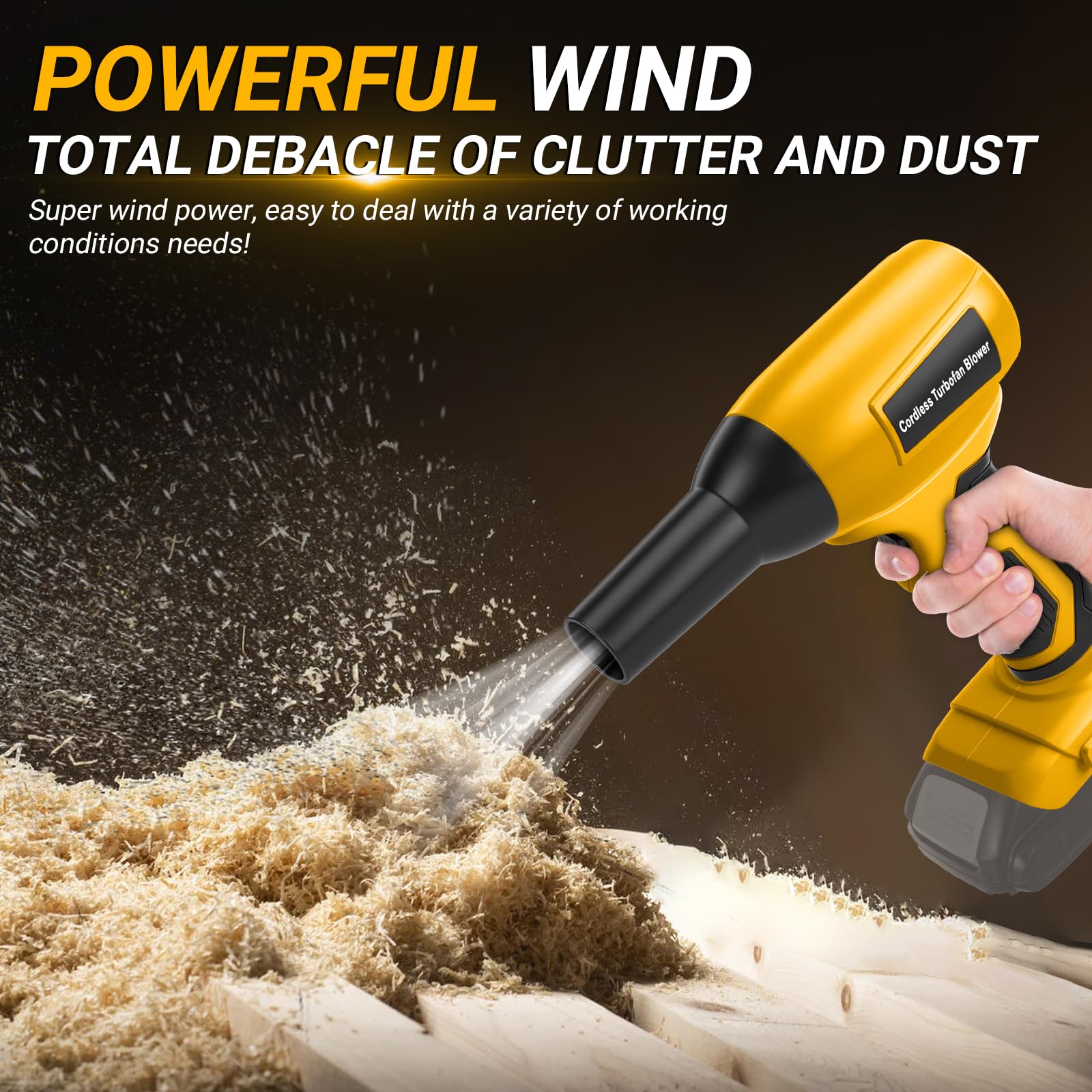 Mini soffiatore a batteria per foglie compatibile con Dewalt 20V 18V, 30 m/s, 130000 giri/min motore brushless, 5 ugelli inclusi, leggero e portatile per terrazza, prato, pulizia auto e campeggio