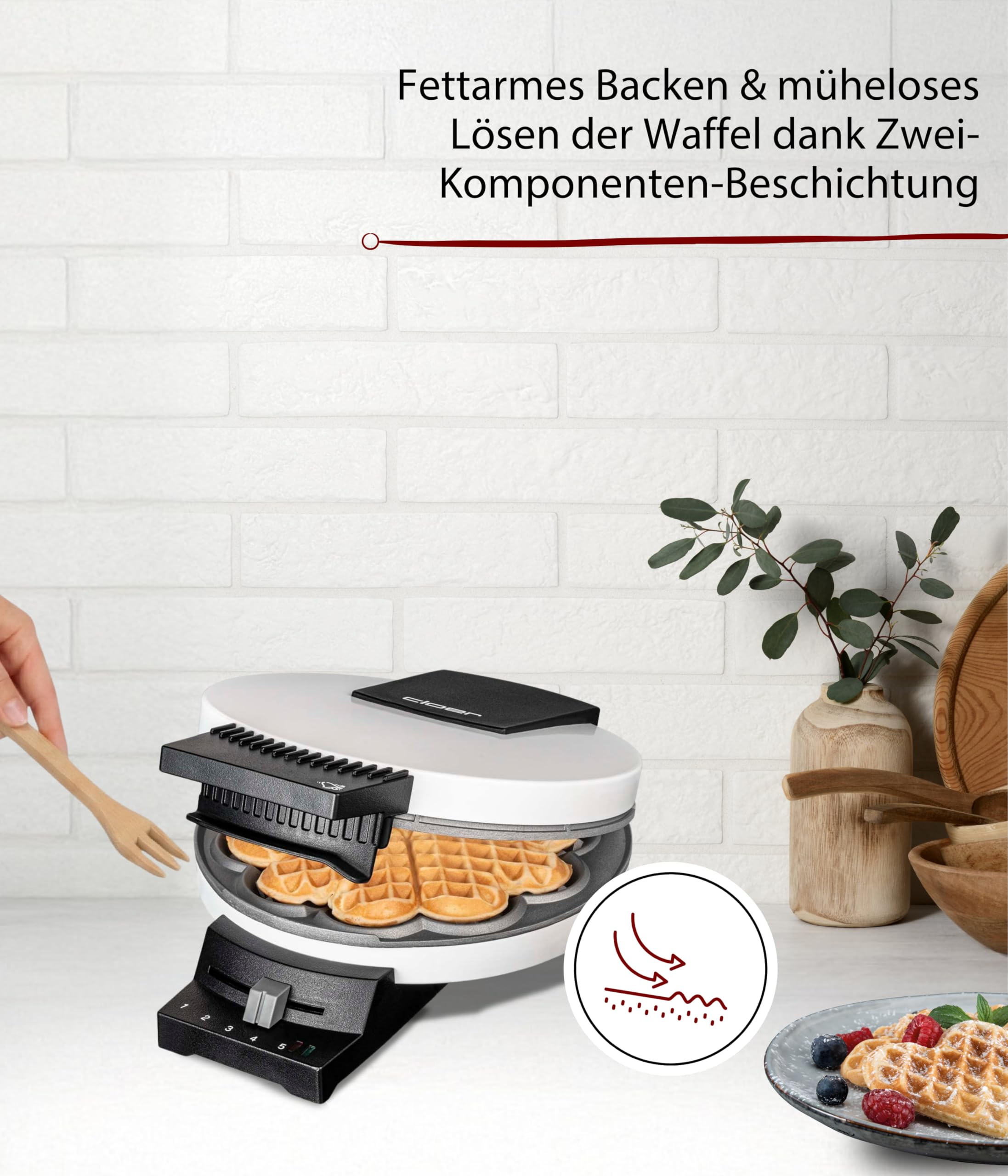 Cloer 181 Waffeleisen für eine Herzwaffel – Bild 3