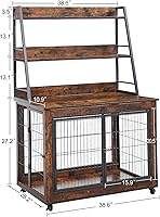 Vista 6 de Mesa auxiliar para perros de 38 pulgadas estilo mueble con estantes, jaula de madera resistente para perros equipada con puertas dobles