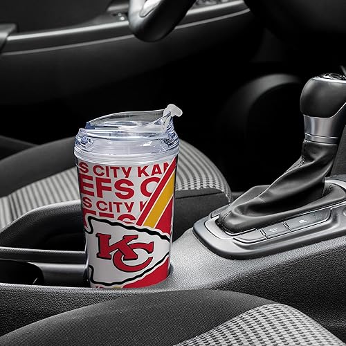 Miniatura 65 de Rico Industries NFL Football - Vaso de acrílico de 24 onzas con tapa con bisagras, vaso de doble pared con licencia oficial para fanáticos de la NFL