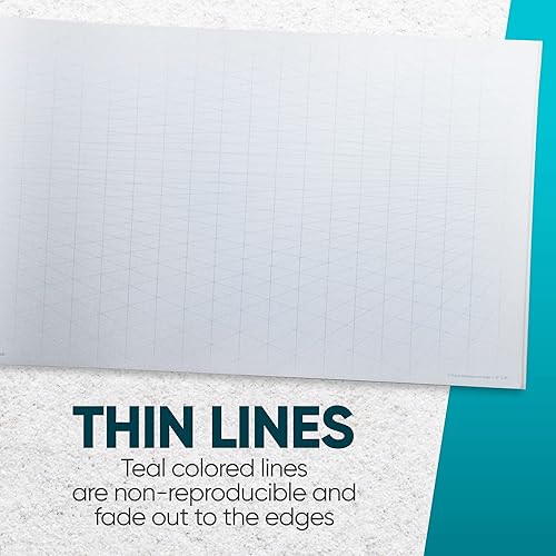 Miniatura 10 de Koala Tools - Bloc de dibujo de 40 páginas para perspectiva de 2 puntos, bloc de bocetos de cuadrícula de habitación con diseño de paredes virtuales