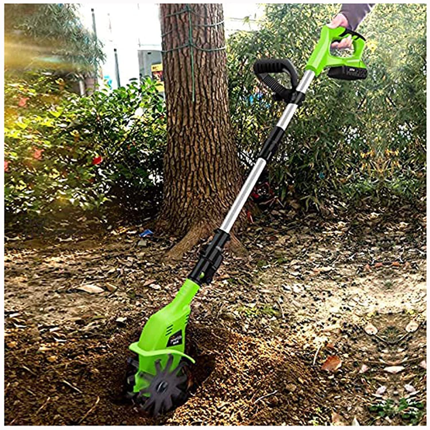 Rotavator inalámbrico, cultivador eléctrico portátil de Mano de 20 V con batería Recargable de 4000 Mah y Cargador, Profundidad de labranza de 25 cm