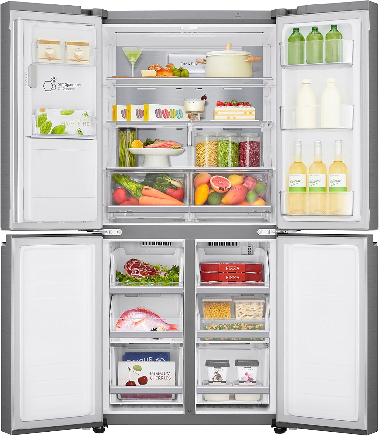 LG GML844PZ6F Frigorifero Americano Multidoor Total No Frost con Congelatore 506 L, Dispenser Acqua e Ghiaccio UV Nano, Door Cooling, Linear Cooling - Frigo Smart con Wi-Fi e Display LED Esterno [Classe di efficienza energetica F]