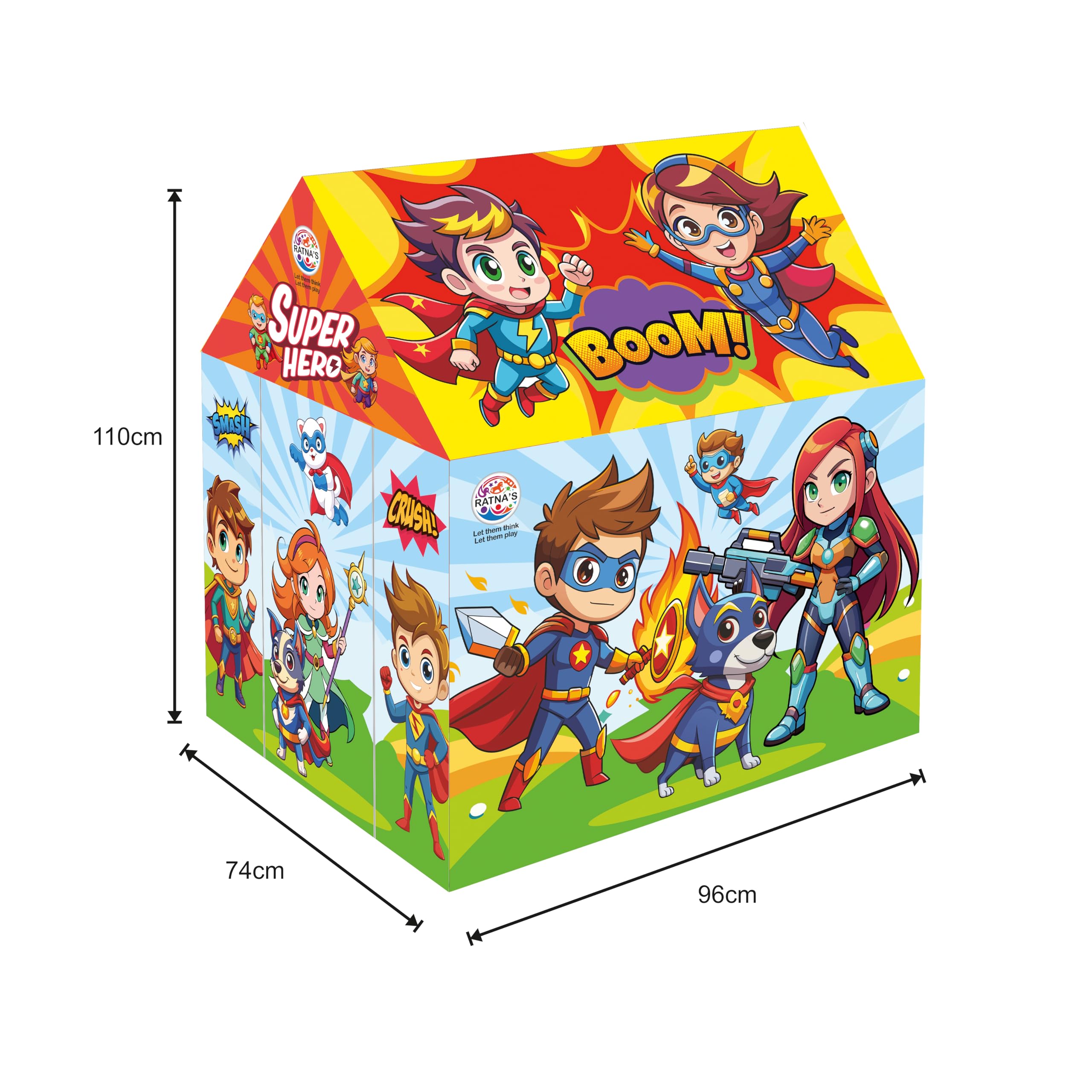 Ratna's Super Hero Theme Kids Play Tent House, Big Size Indoor Outdoor Play Tent for Kids 2+ Years Baby Products