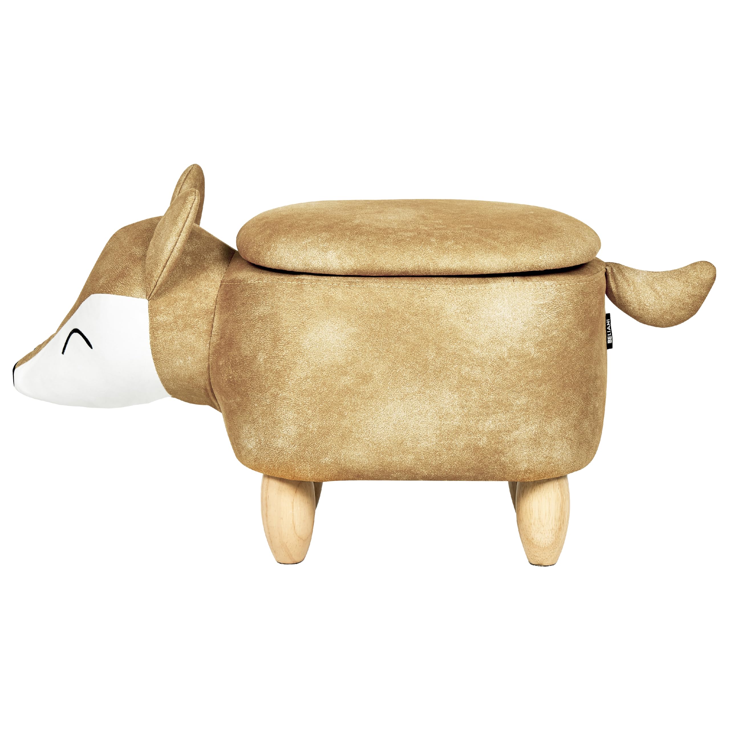 Hocker mit Stauraum für Kinder Tierform Samt orange Holzbeine Modern Fox