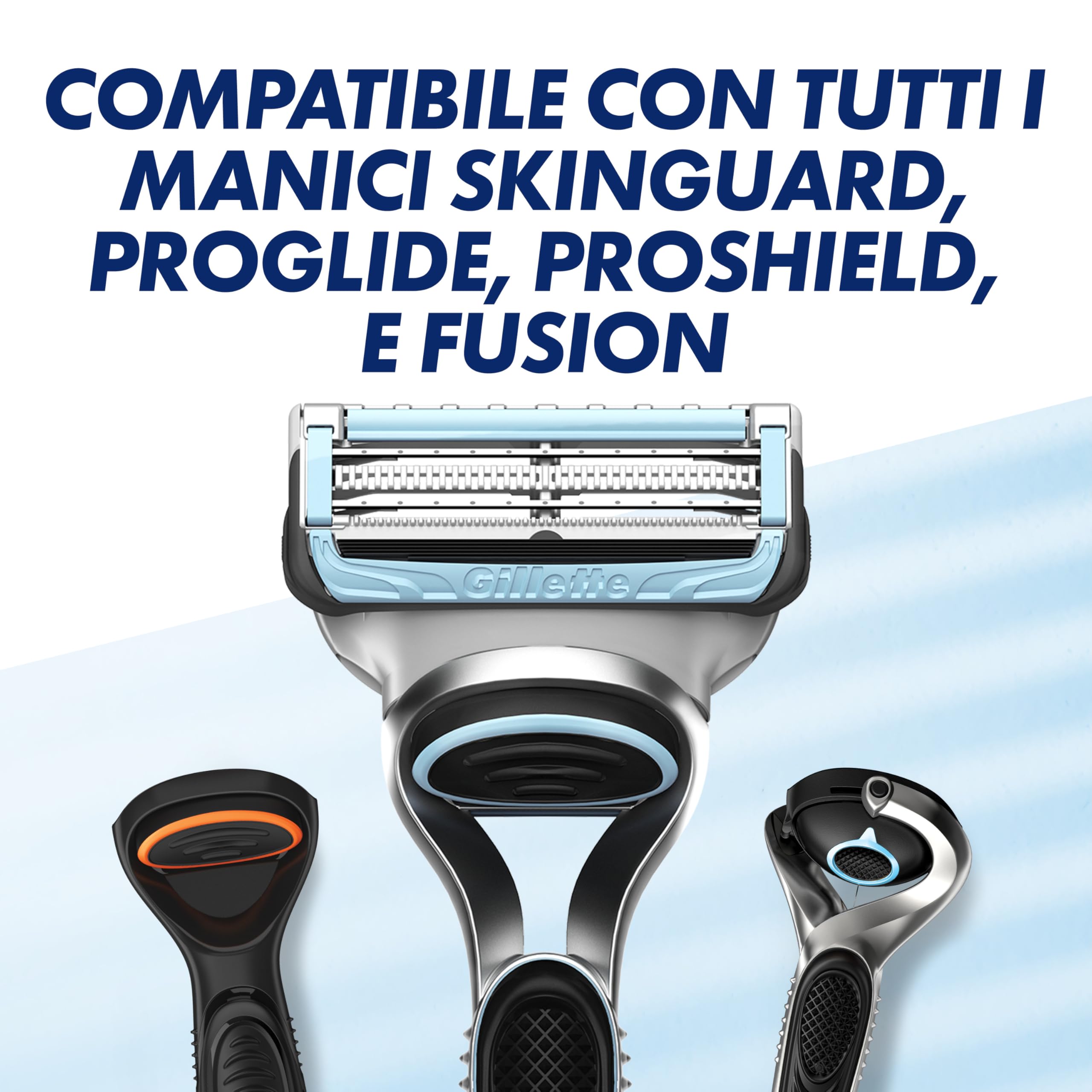 Gillette Skinguard Sensitive Lamette Di Ricambio Per Rasoio Uomo, Striscia Lubrificante Lubrastrip Migliorata, Compatibili Con Manici Fusion, Confezione Da 6