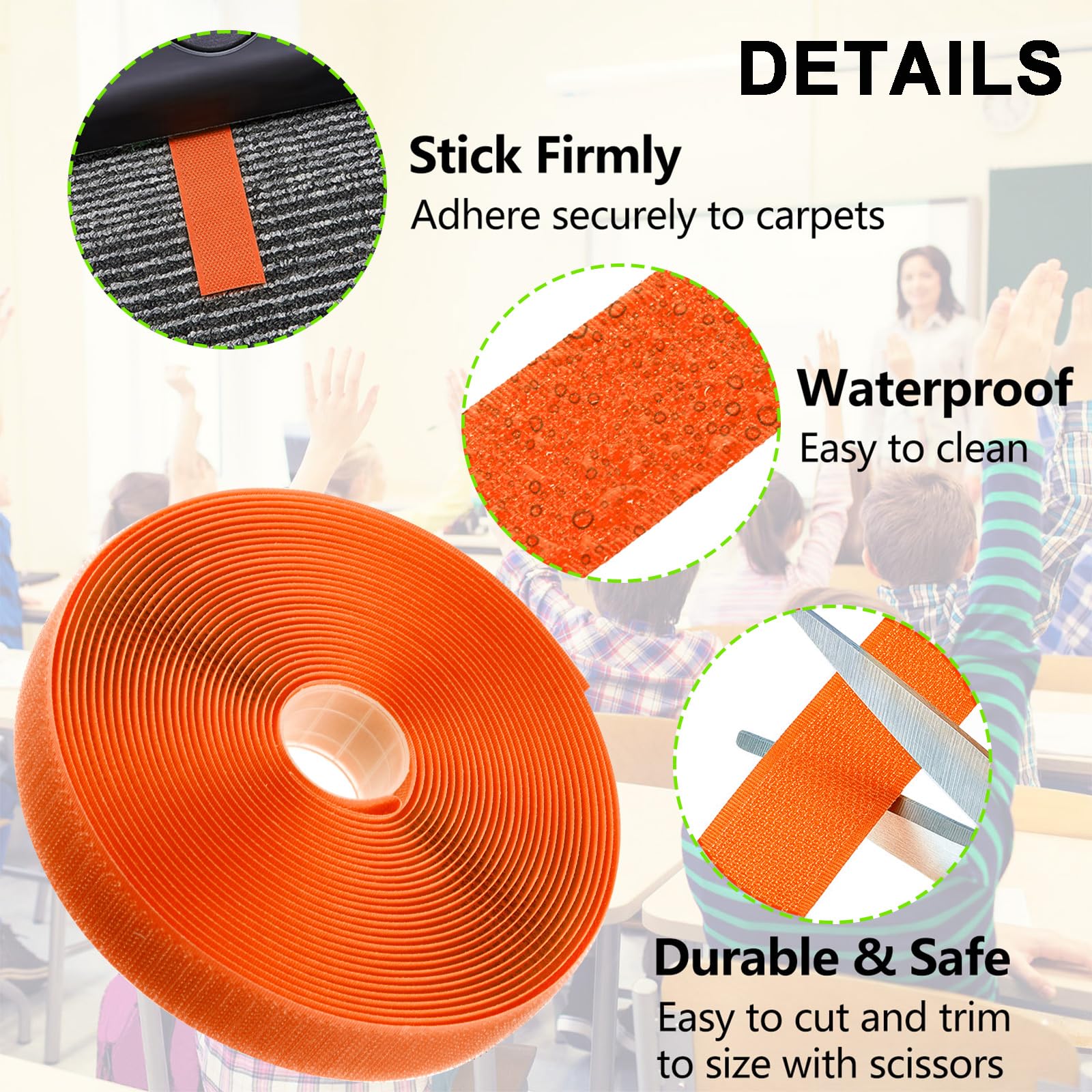 PATIKIL Carpet Marker Strips 15mm X 5 Meters, 2 Roll Floor Markers Nylon Strip Floor Marking Tape For Classroom Rug Teacher Supplies, Black