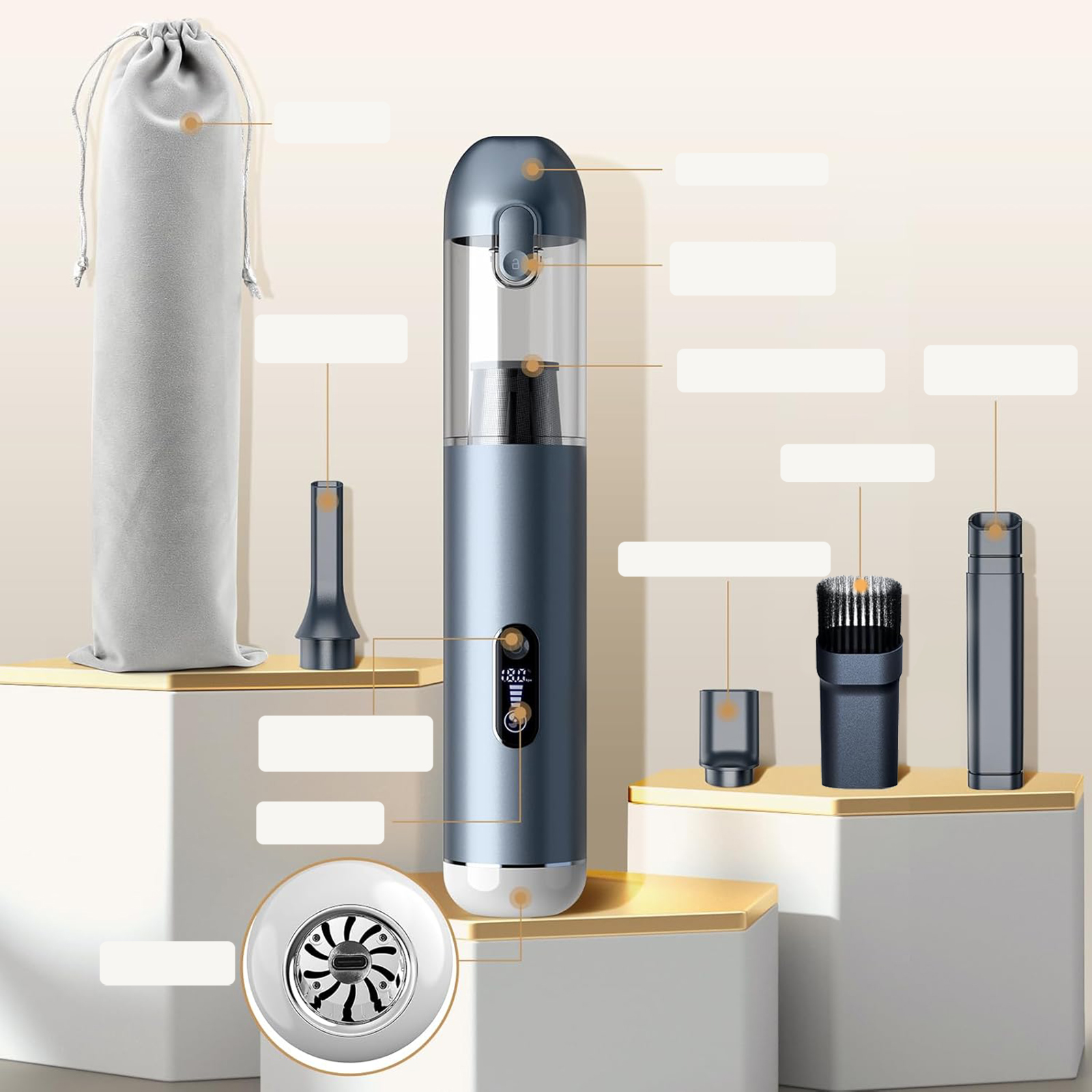 Amazon | TEZILON 車用掃除機 ハンディクリーナー 多機能 ミニ掃除機