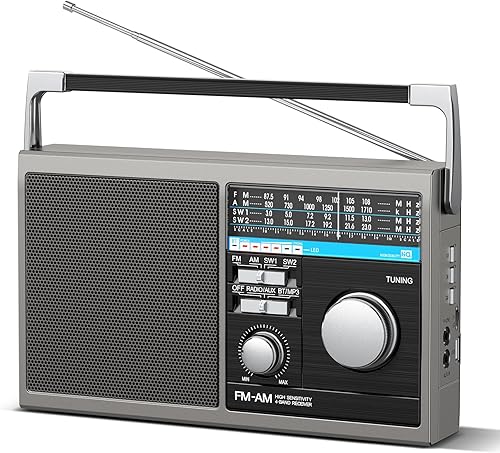 Radio FM portátil radio de transistor de onda corta con la mejor recepción funciona con pilas o radio retro de alimentación de CA con altavoz