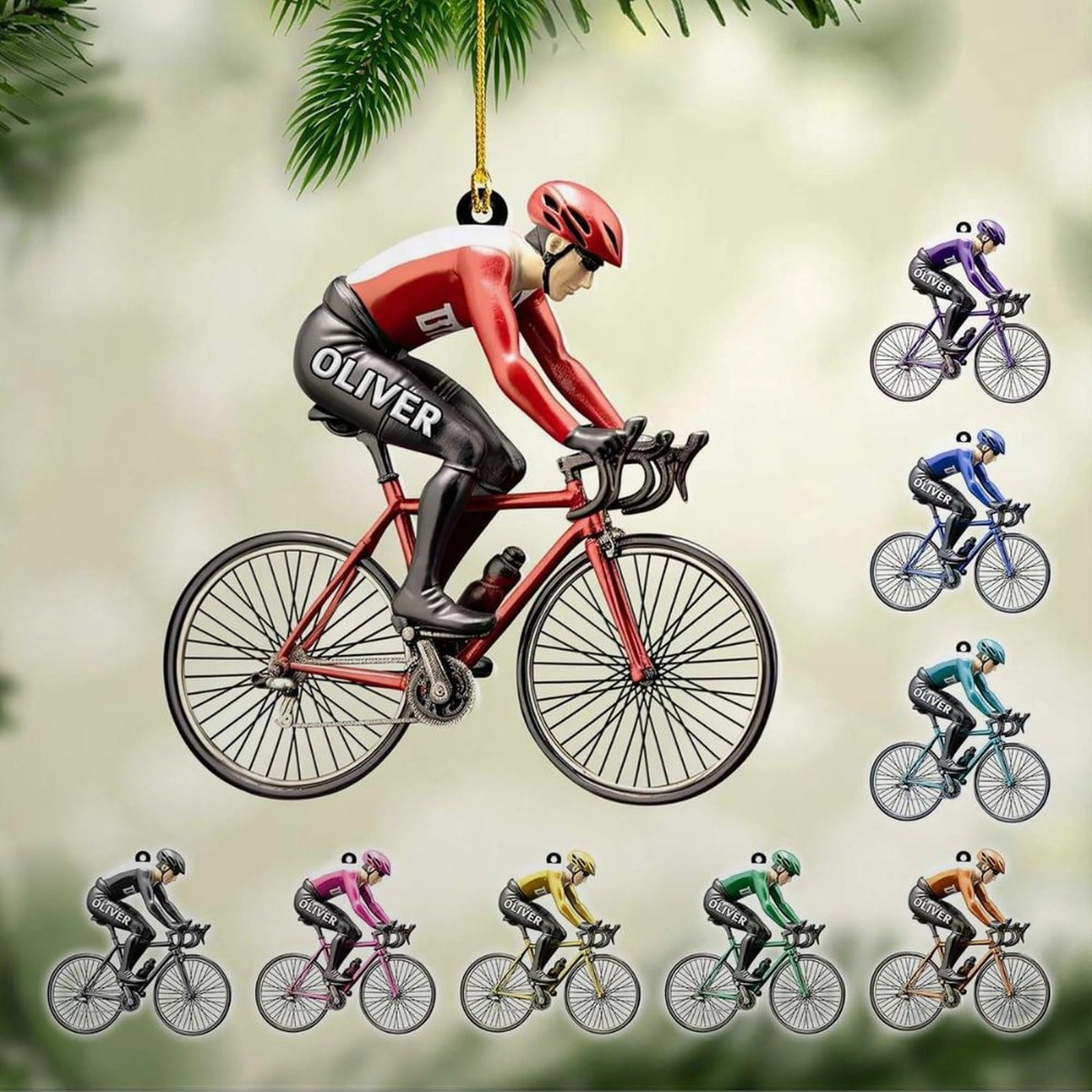 Luckluccy Bike 5 Personalized Bike Colorful Christmas Ornament 2025,Acrylic Mountain Bikes,Racing Bicycle,Cycling Biking Decoration (Bike 5)