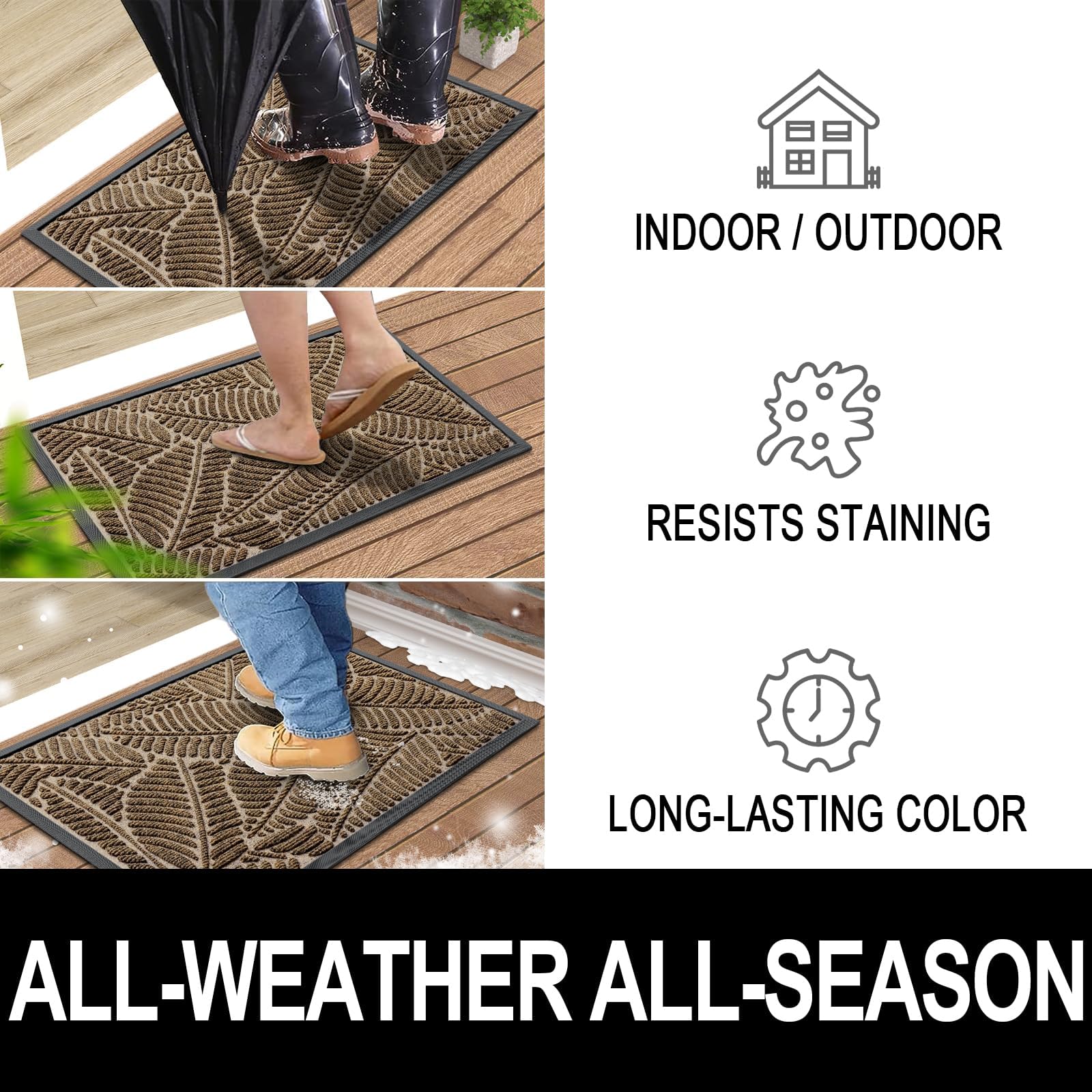 Homaxy Door Mats Indoor Outdoor, Heavy Duty Rubber Dirt Trapper Doormats, Non Slip Waterproof Floor Mat - Image 4