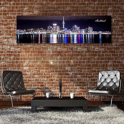 Miniatura 3 de Auckland Skyline - Arte de pared para sala de estar, paisaje urbano, decoración moderna para el hogar, imágenes panorámicas, edificio de ciudad,