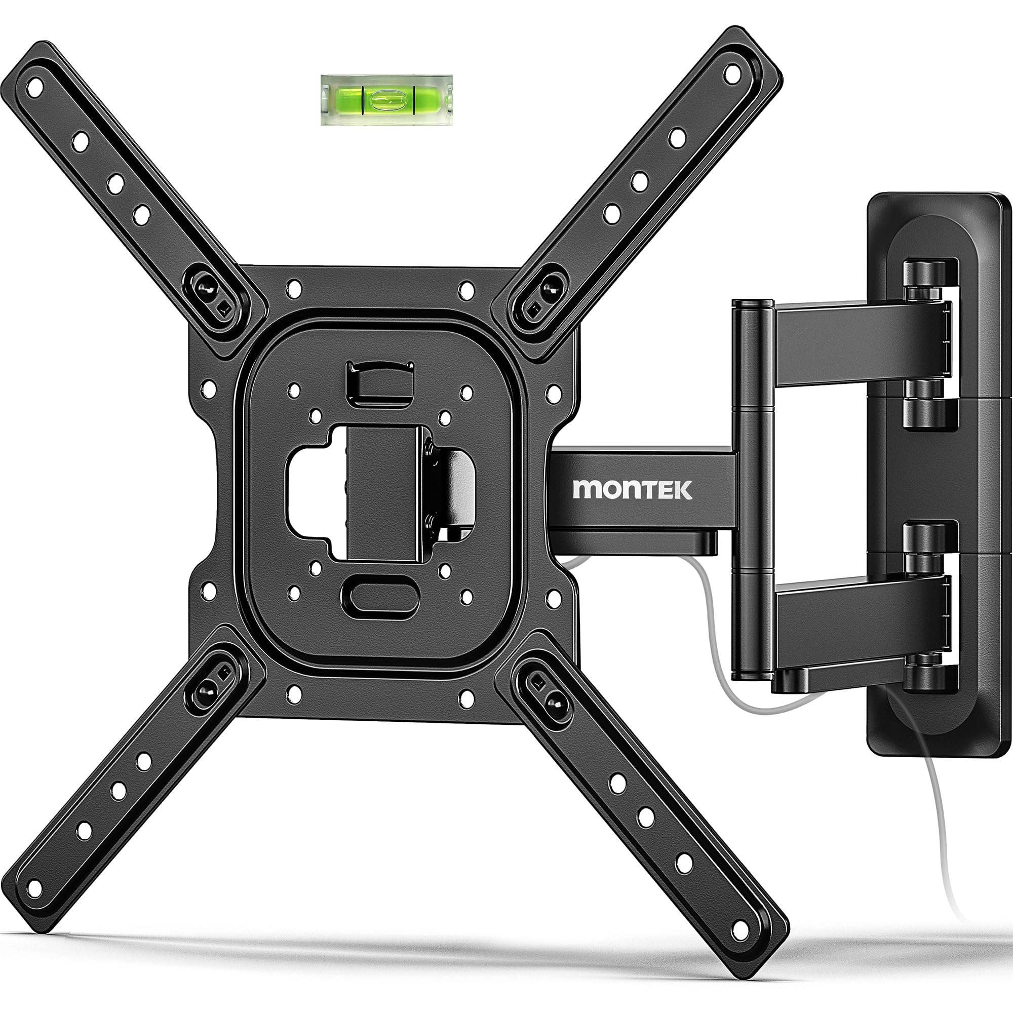 monTEK Full Motion TV Wall Mount for 23–65 Inch Flat & Curved TVs and Monitors, Swivel & Tilt Articulating Bracket, Max VESA 400x400mm, Holds up to 77 lbs, Perfect Center Design