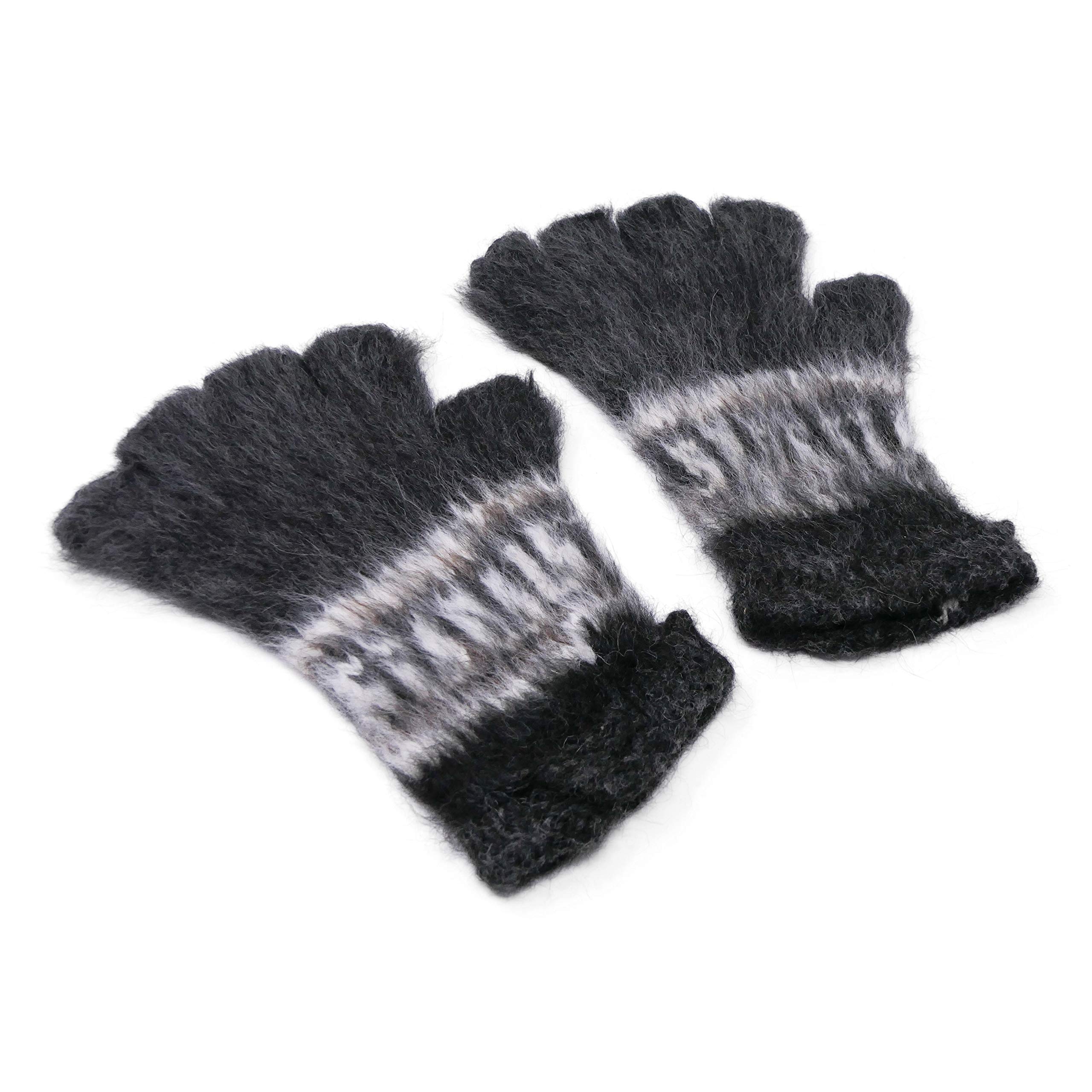 Tumia Lac Men's Dark Grey Alpaca Adult Fingerless Gloves