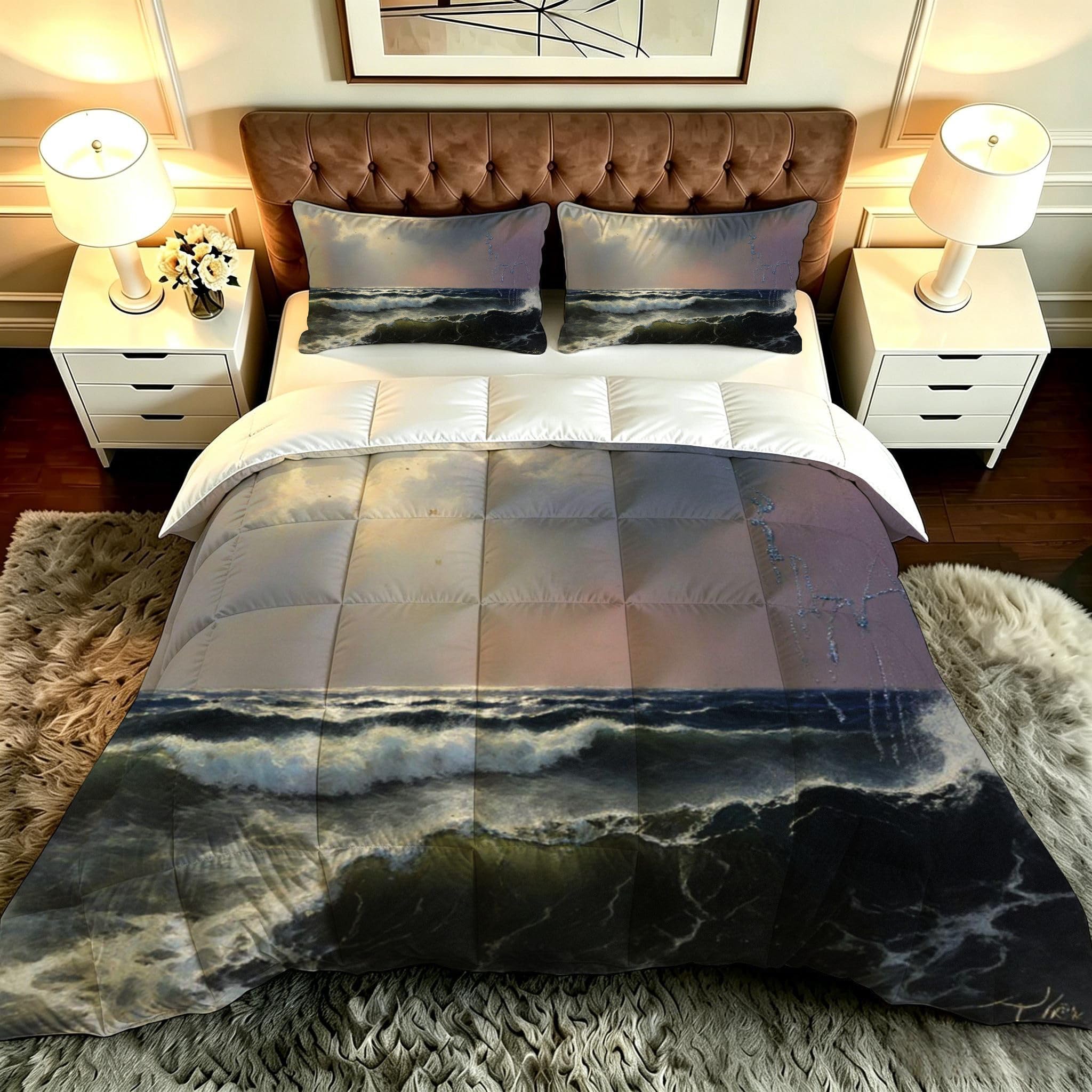 Edredón Cama 180, 240x260 cm, Olas Grises, DQ264