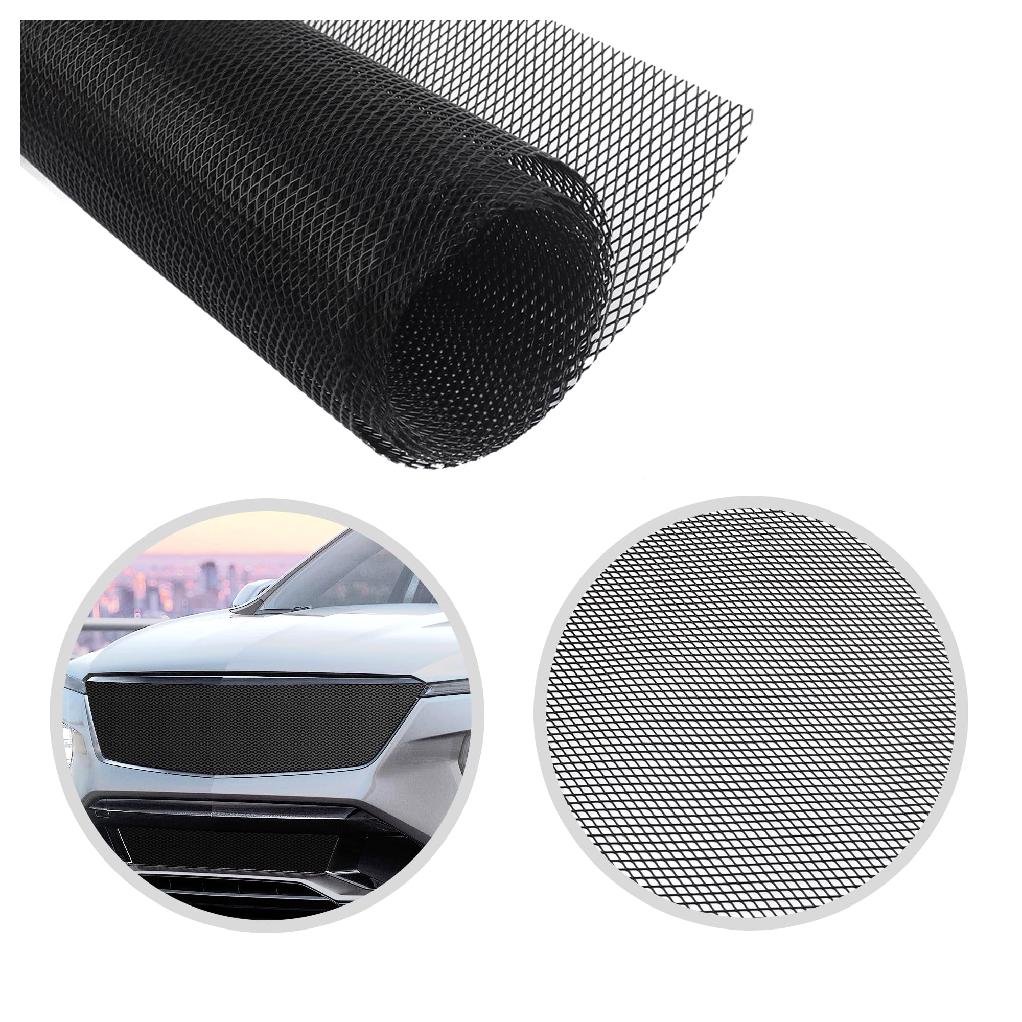 Aluminum Alloy Automotive Grilles, Universal Metal Mesh Grill Insert Fits for Front Bumper Hood Air Vents Spoiler, SUV Car Accessories (3 * 6mm)