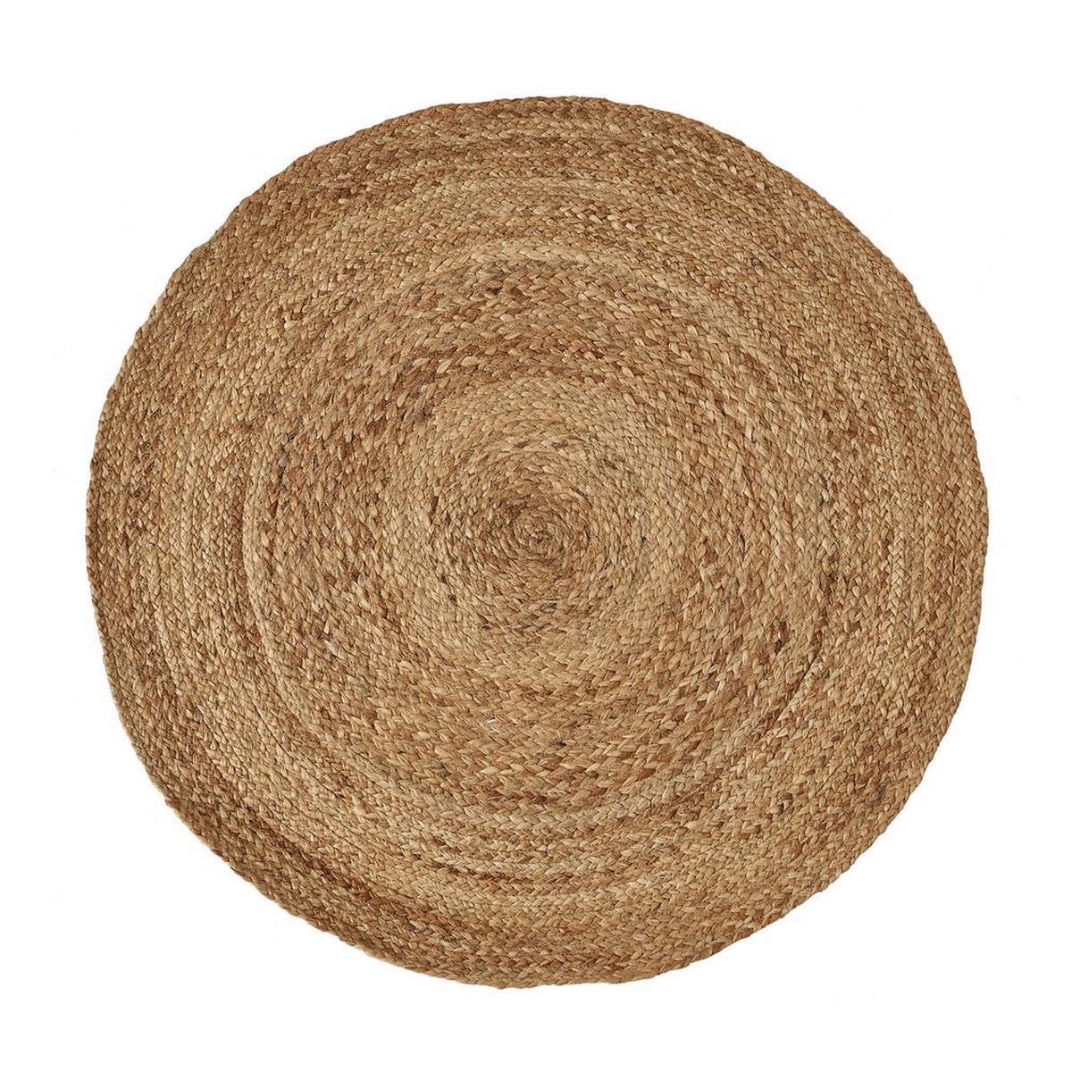 LOLAhome - Alfombra Redonda Trenzada de Yute Natural de 100 cm. Pieza Artesanal, Duradera y Atemporal, Vestir Suelos con Personalidad aportando Calidez y un frescor Natural.