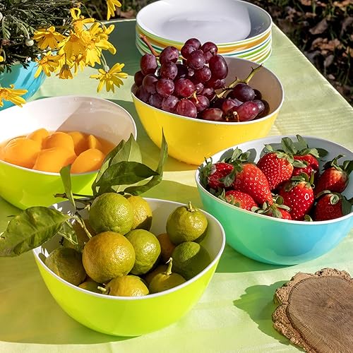 Miniatura 3 de Maxi Nature - Juego de 4 cuencos para ensalada, aptos para microondas, lavavajillas y congelador, cuencos de plástico irrompibles y ligeros, uso