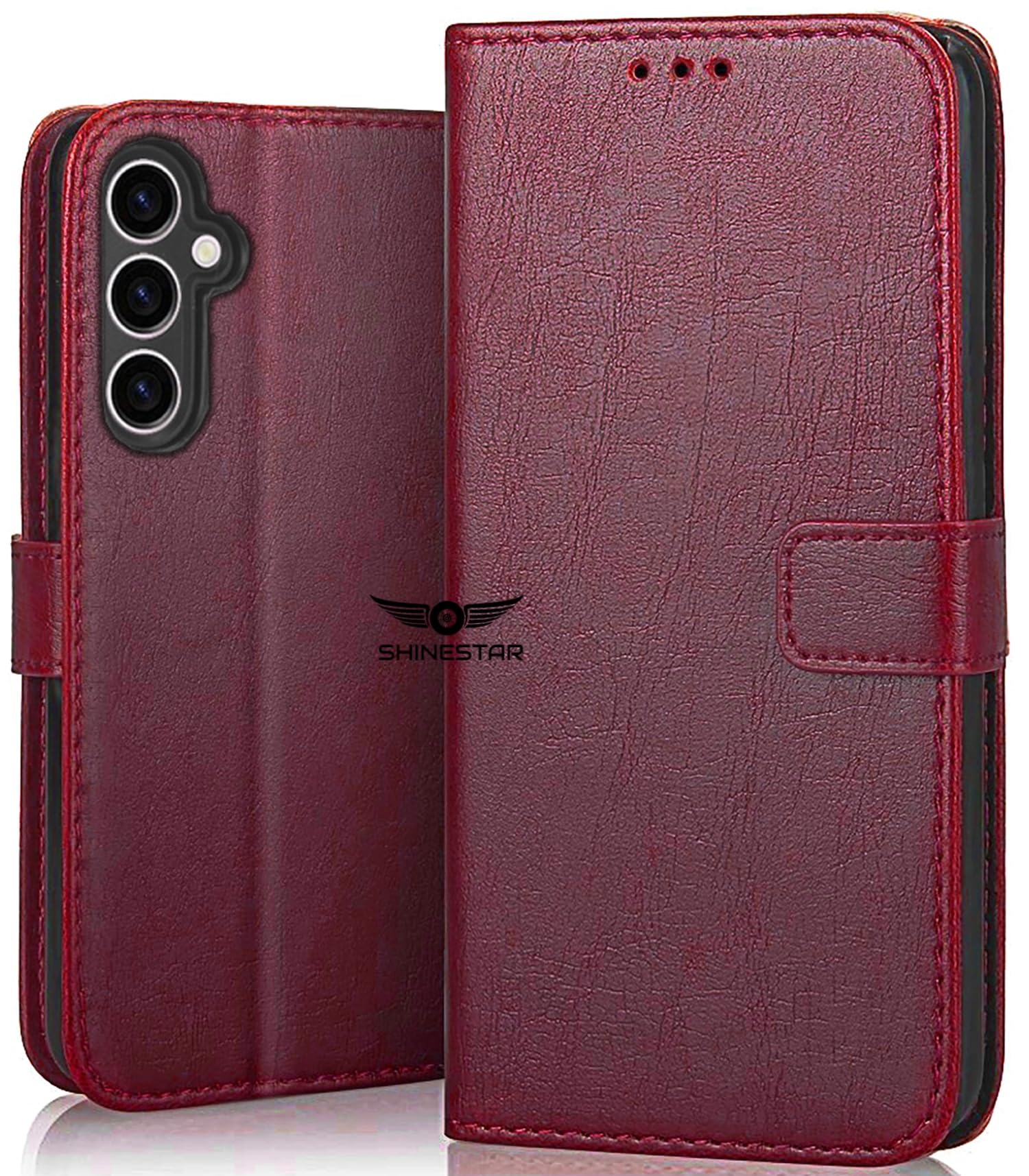 SHINESTAR Samsung Galaxy A35 5G Flip Back Cover | PU Leather Flip Cover Wallet Case with TPU Silicone Case Back Cover for Samsung Galaxy A35 5G - Blood Red (B0CY9CMWM2) Amazon Price History, Amazon Price Tracker