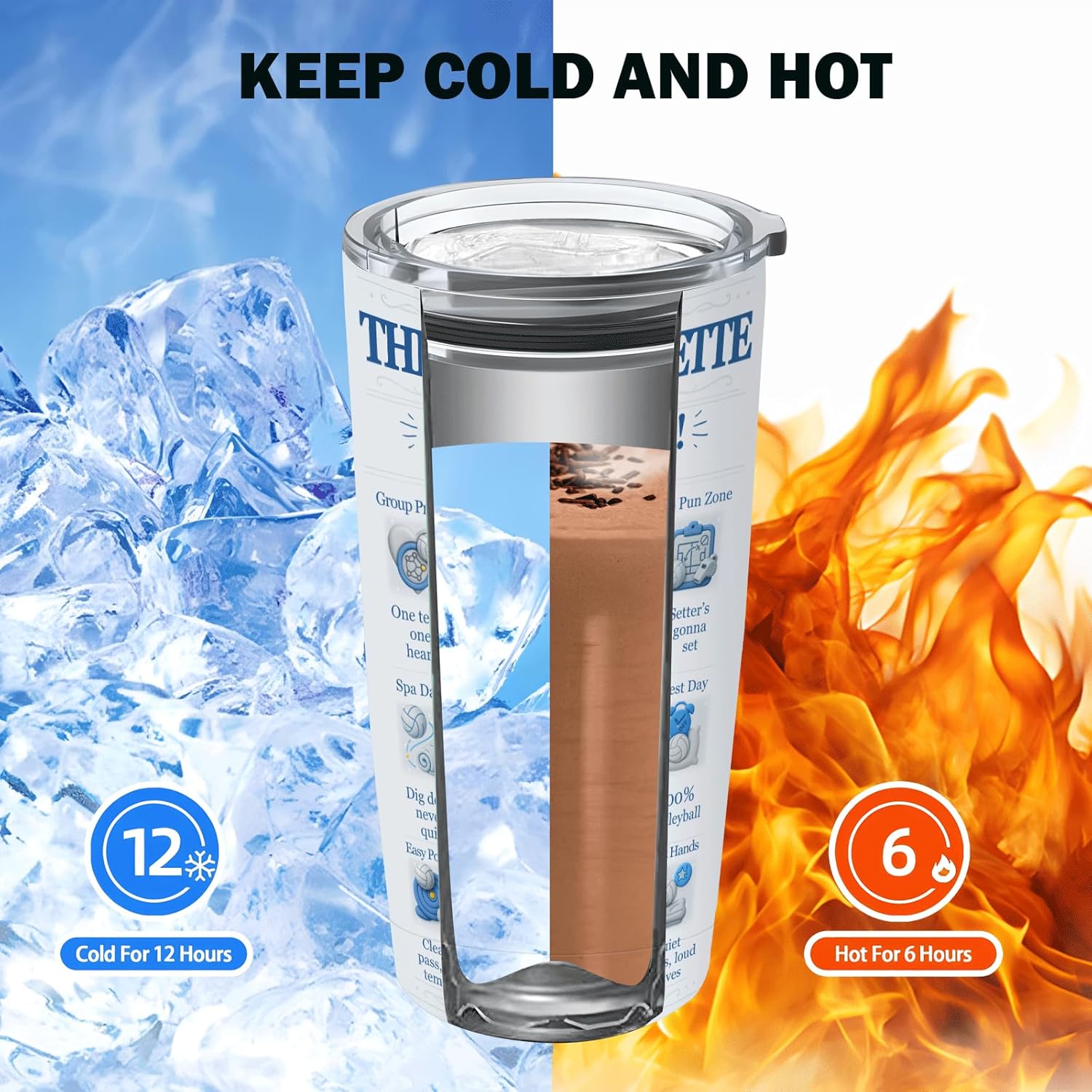 Volleyball Gifts 20oz Insulated Tumbler with Lid, Stainless Steel Travel Mug, Double-Wall Vacuum, BPA-Free, Gifts for Mom Coach Player Team, Senior Night, Leak-Resistant, Fits Most Car Cup Holders - Image 6