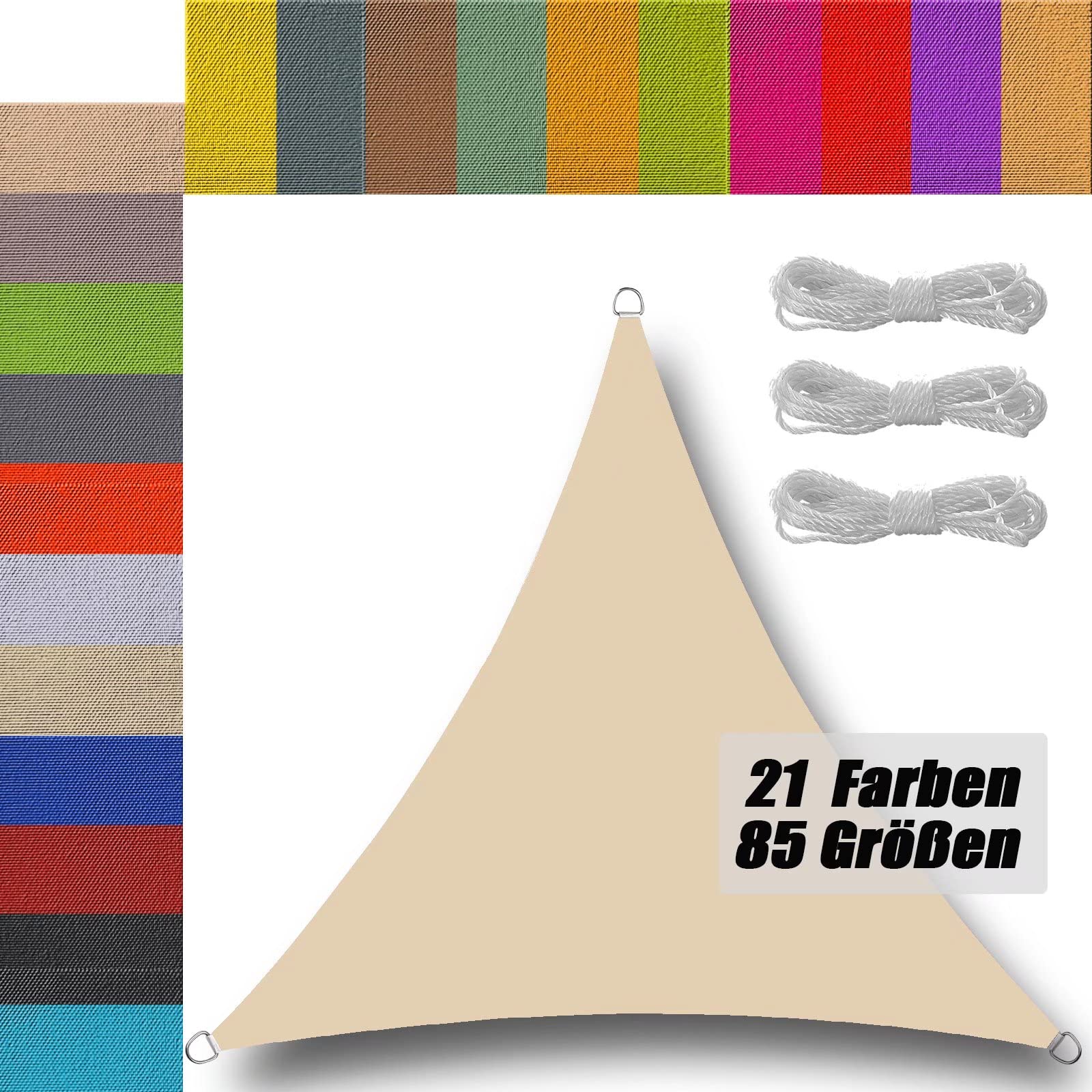 Sonnensegel Rechteck 1,6 X 4 M – Wasserdicht, 98% UV-Schutz, Inkl. Befestigungsseile | Für Terrasse, Garten, Balkon, Camping