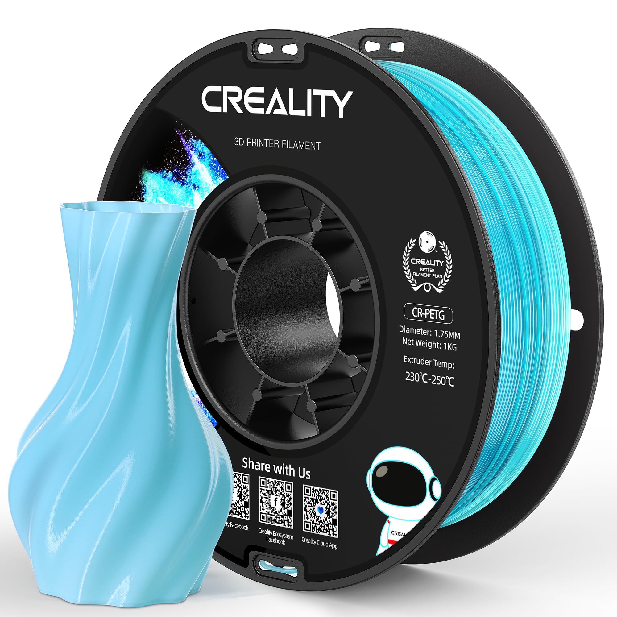 Official CREALITY PETG 3D Printer Filament 1.75mm 1KG BluewhiteGradient
