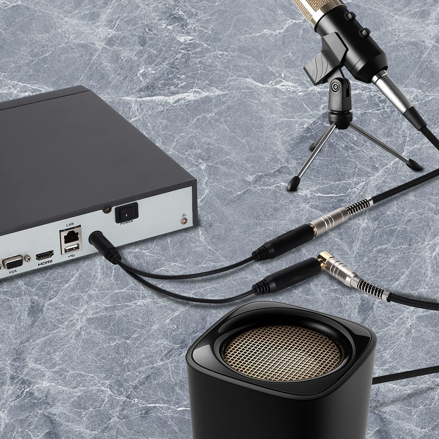 3,5 Mm TRS Mâle à Double 6,35 Mm Câble Audio Masculin