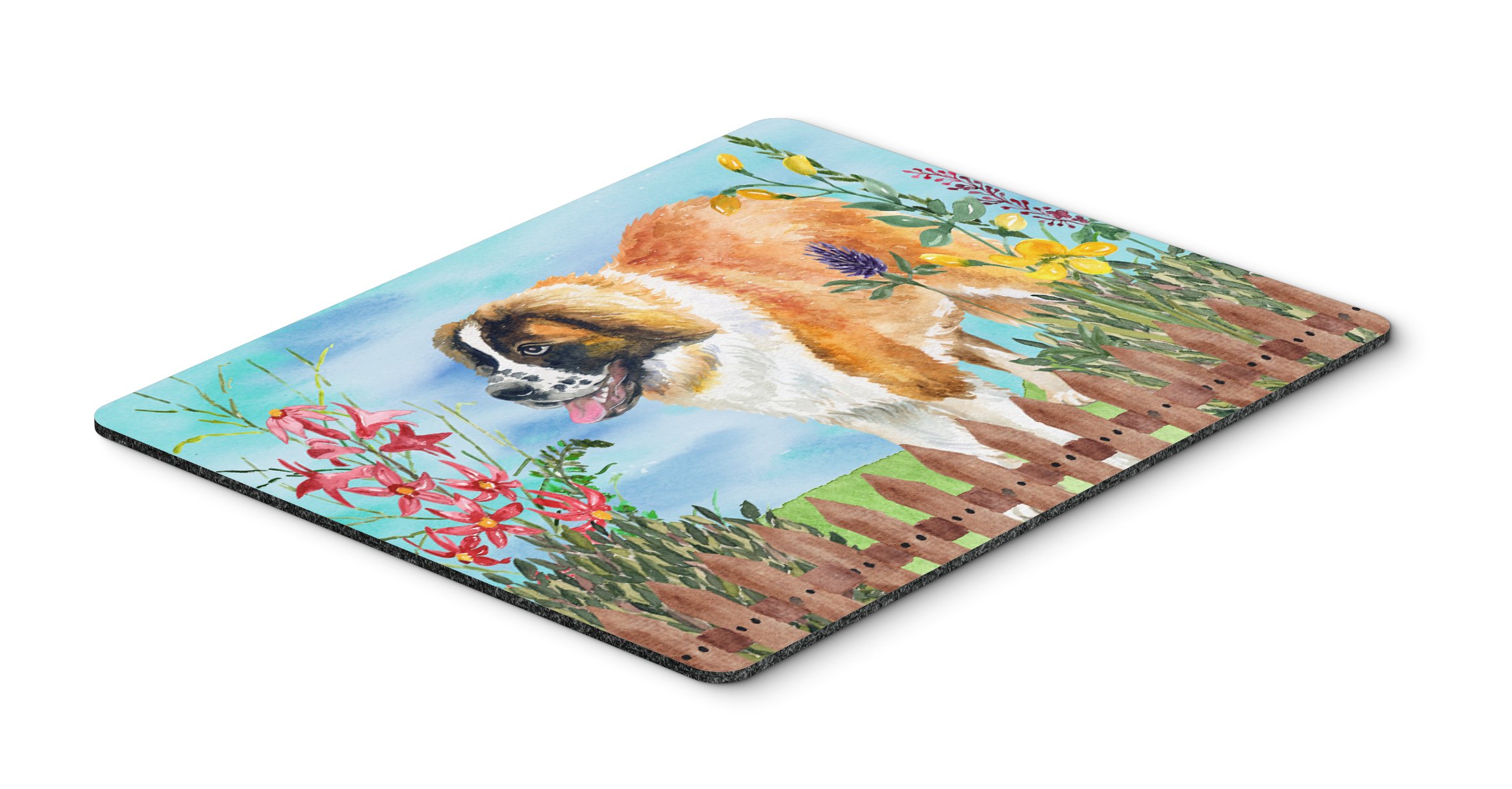 Caroline's Treasures Saint Bernard Spring Mouse Pad, Hot Pad or Trivet, 7.75" x 9.25", Multicolor (CK1241MP)