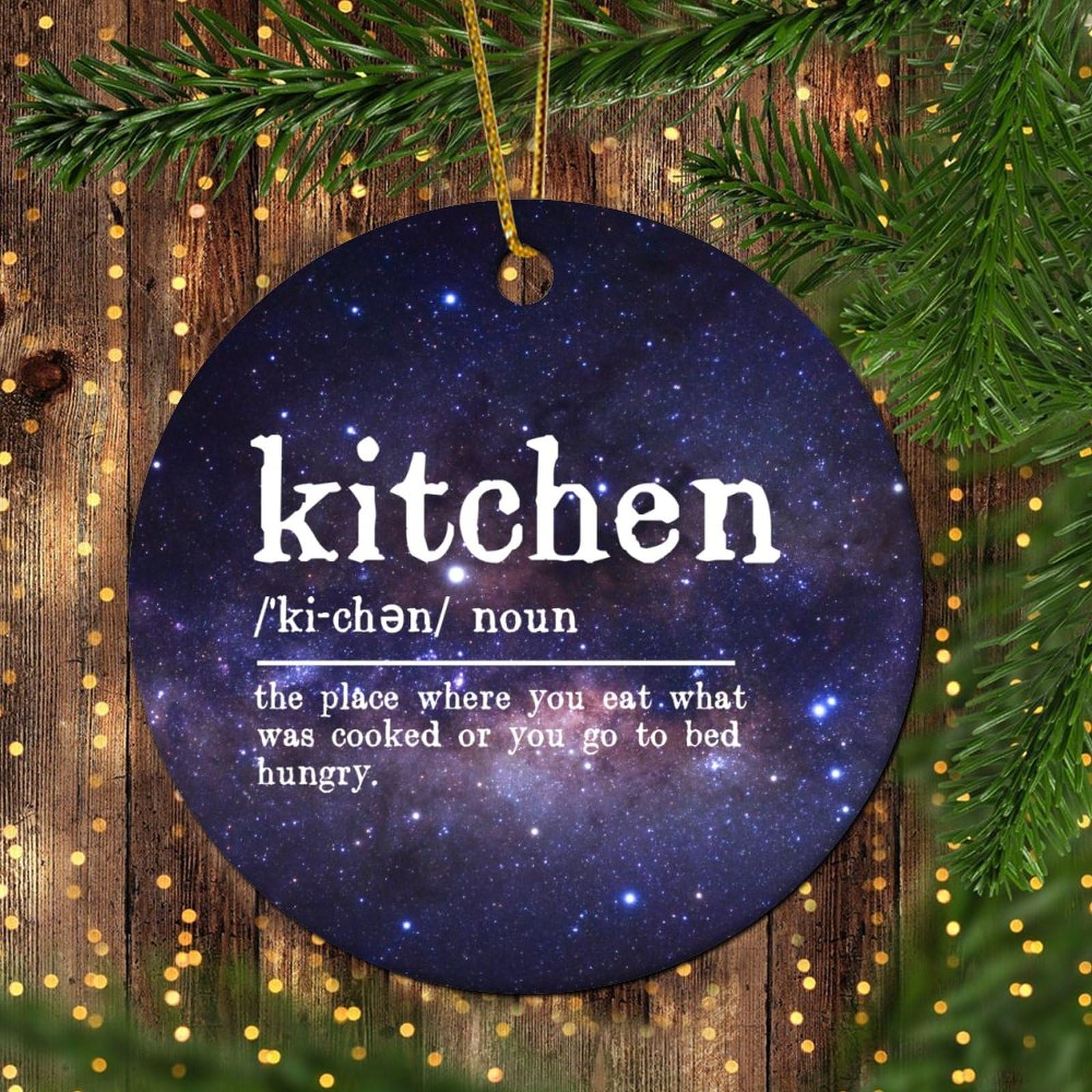LITTLEGROVE SEEDS Kitchen Definition Personalized Christmas Ornament 2023 Kitchen Word Meaning Ornaments for Christmas Trees Novelty Keepsake Gifts for Family Friend Wedding Anniversary 3 Inch