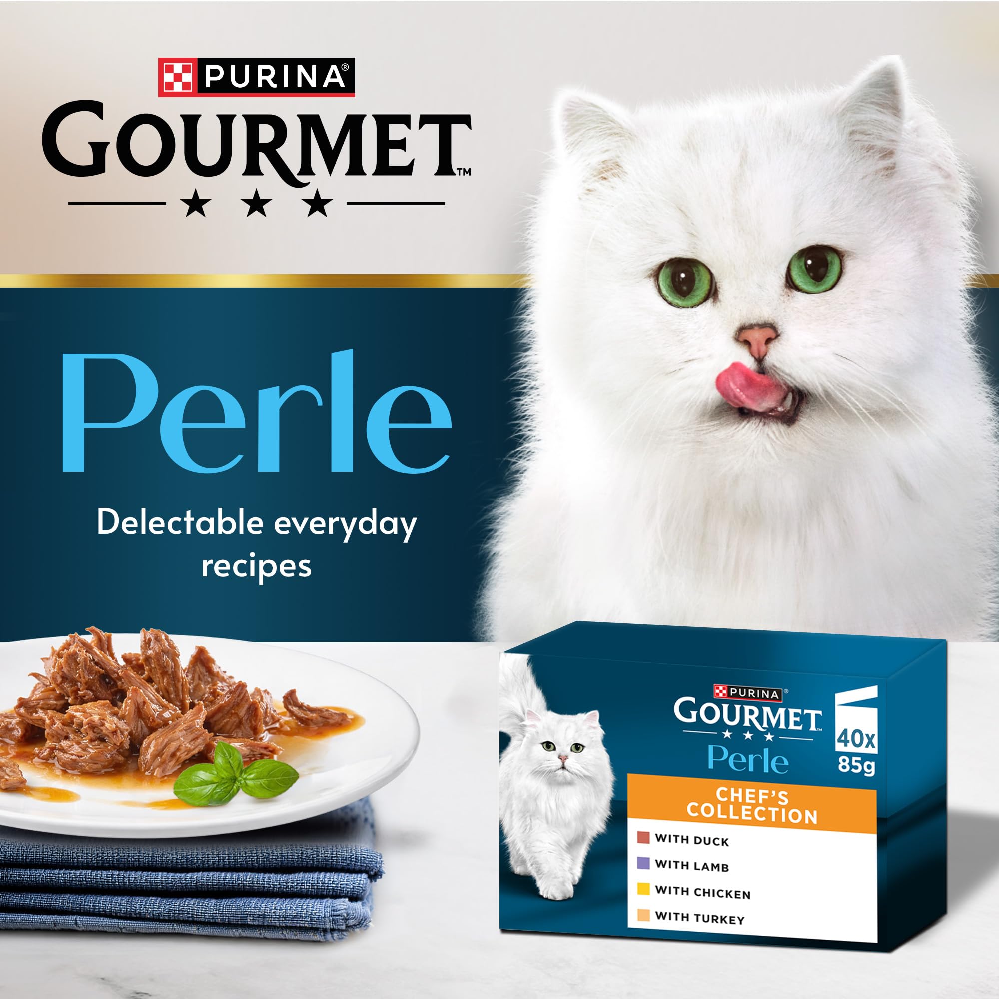 Gourmet Perle Katzenfutter Chef's Collection Mixed, 40 x 85 g